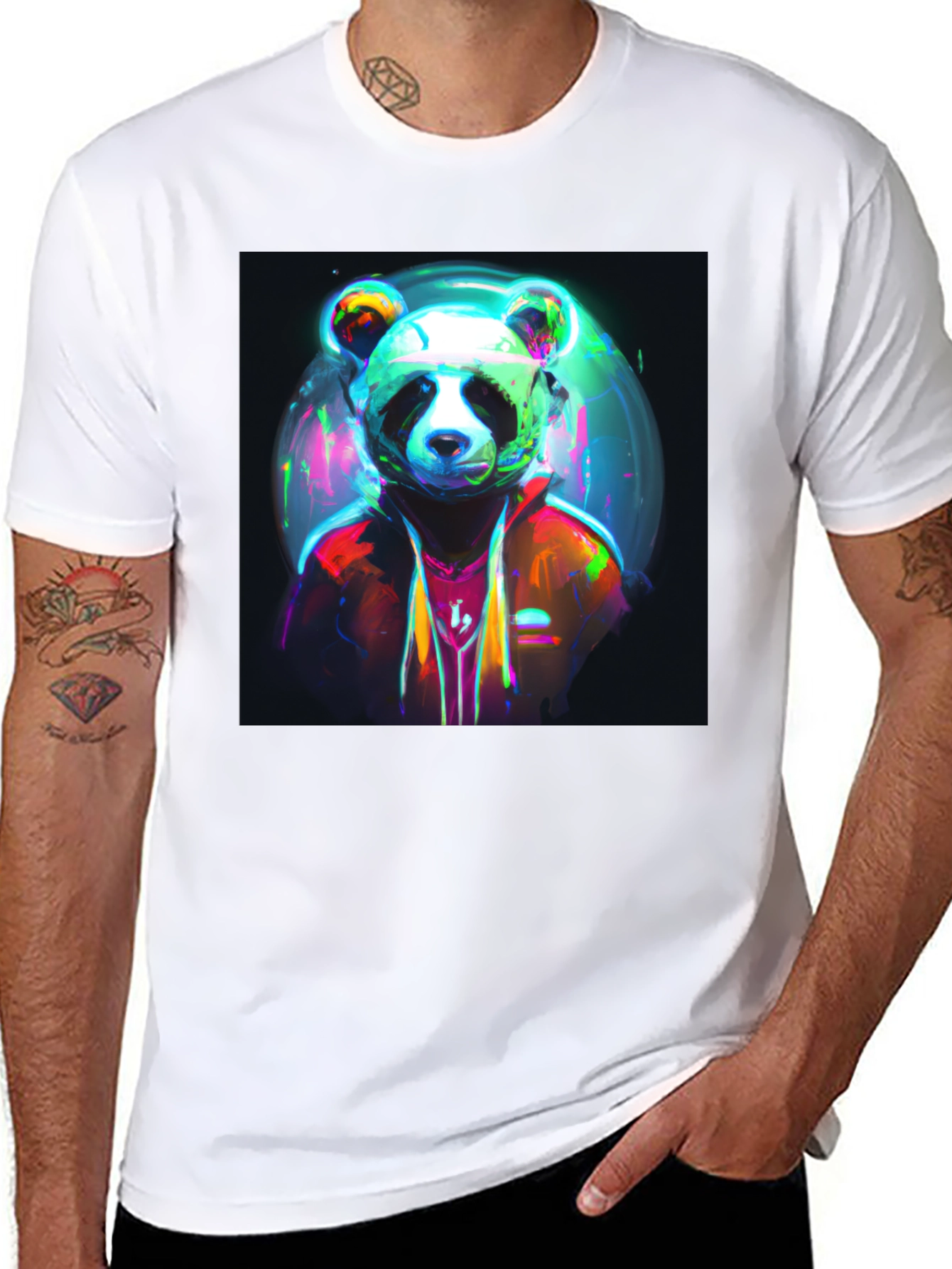 Cool Panda Graphic T-Shirt - Unique Neon Design