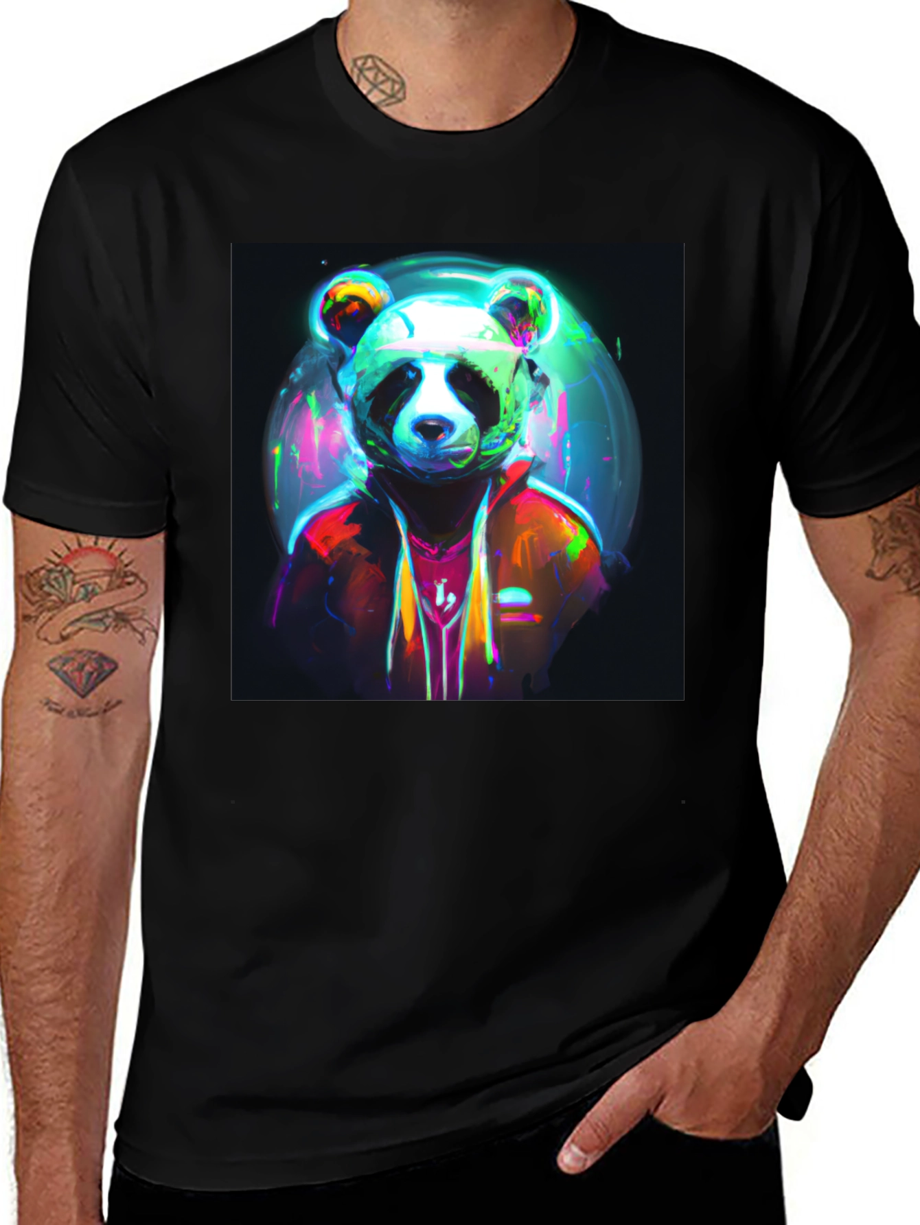 Cool Panda Graphic T-Shirt - Unique Neon Design