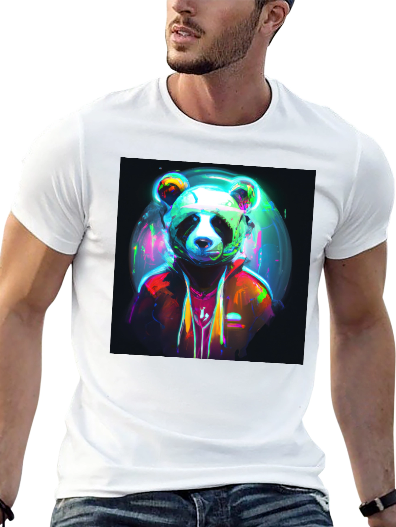 Cool Panda Graphic T-Shirt - Unique Neon Design