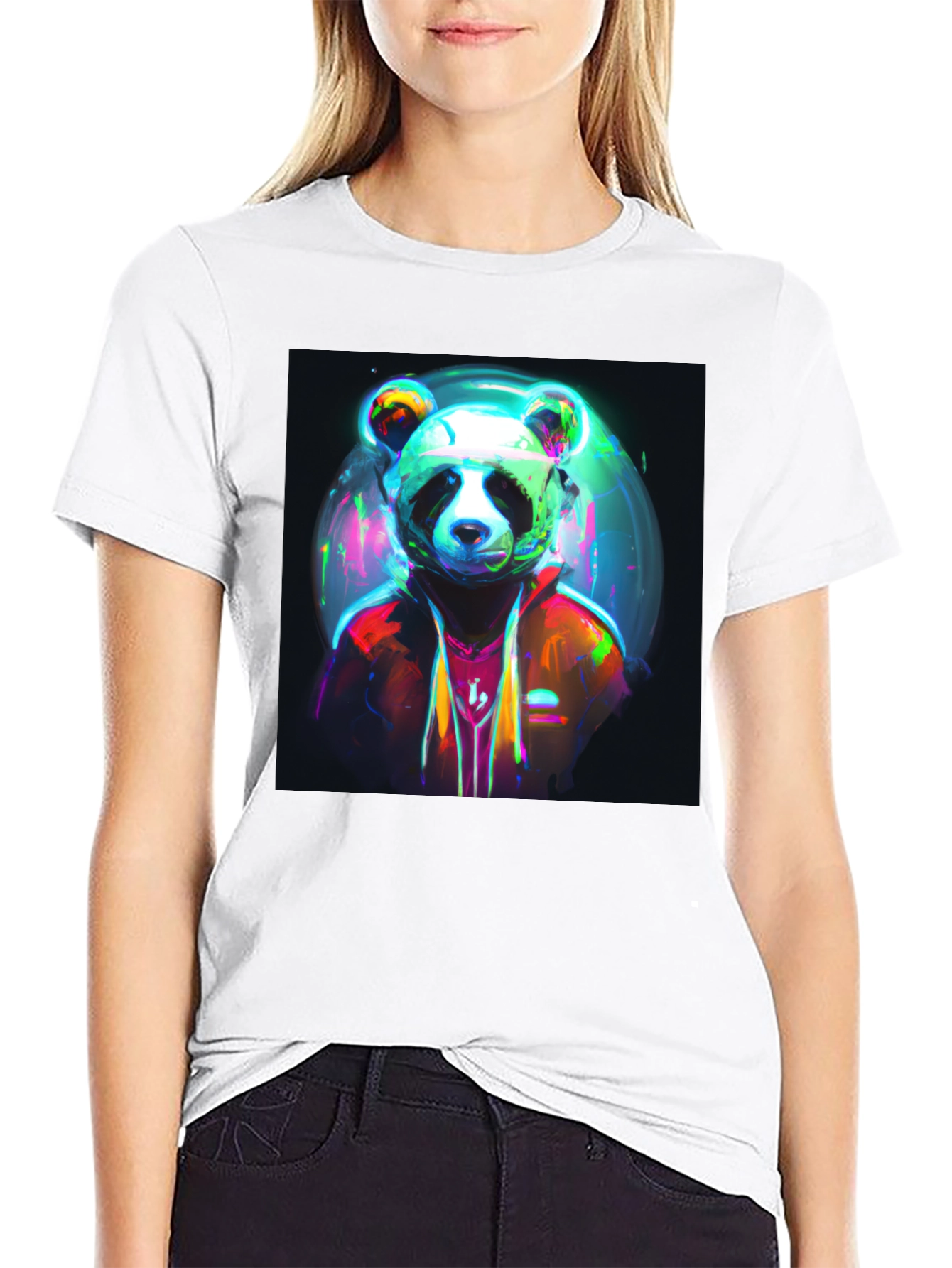Cool Panda Graphic T-Shirt - Unique Neon Design