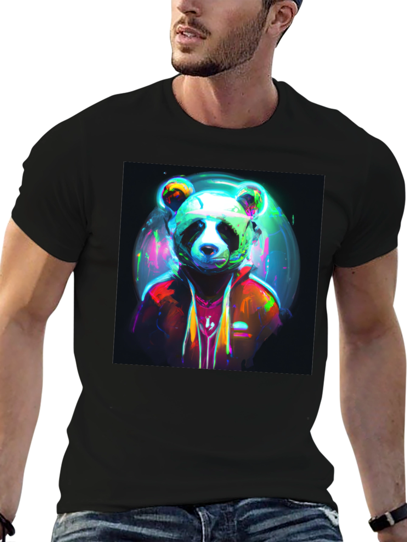 Cool Panda Graphic T-Shirt - Unique Neon Design