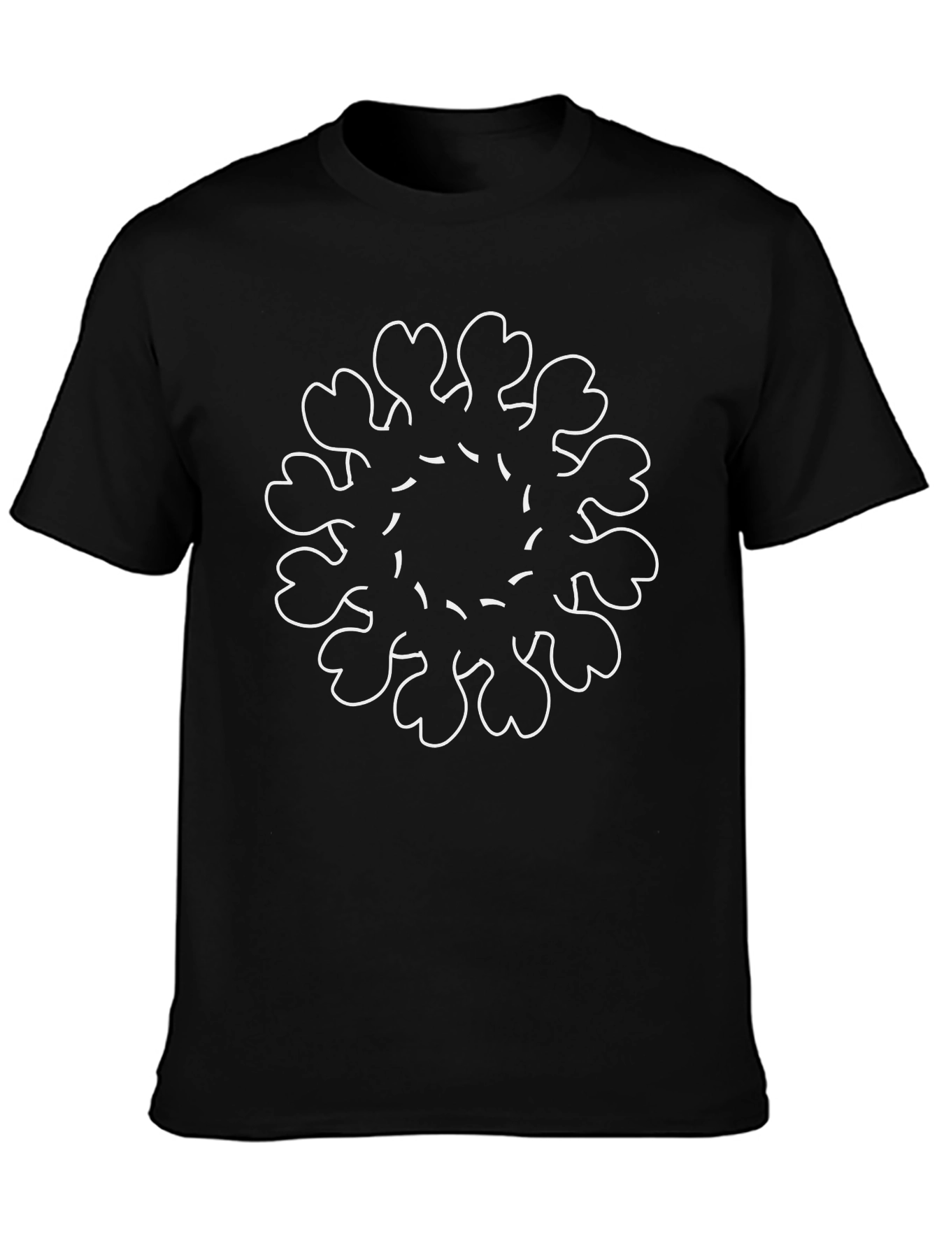 Abstract Floral Print Black T-Shirt