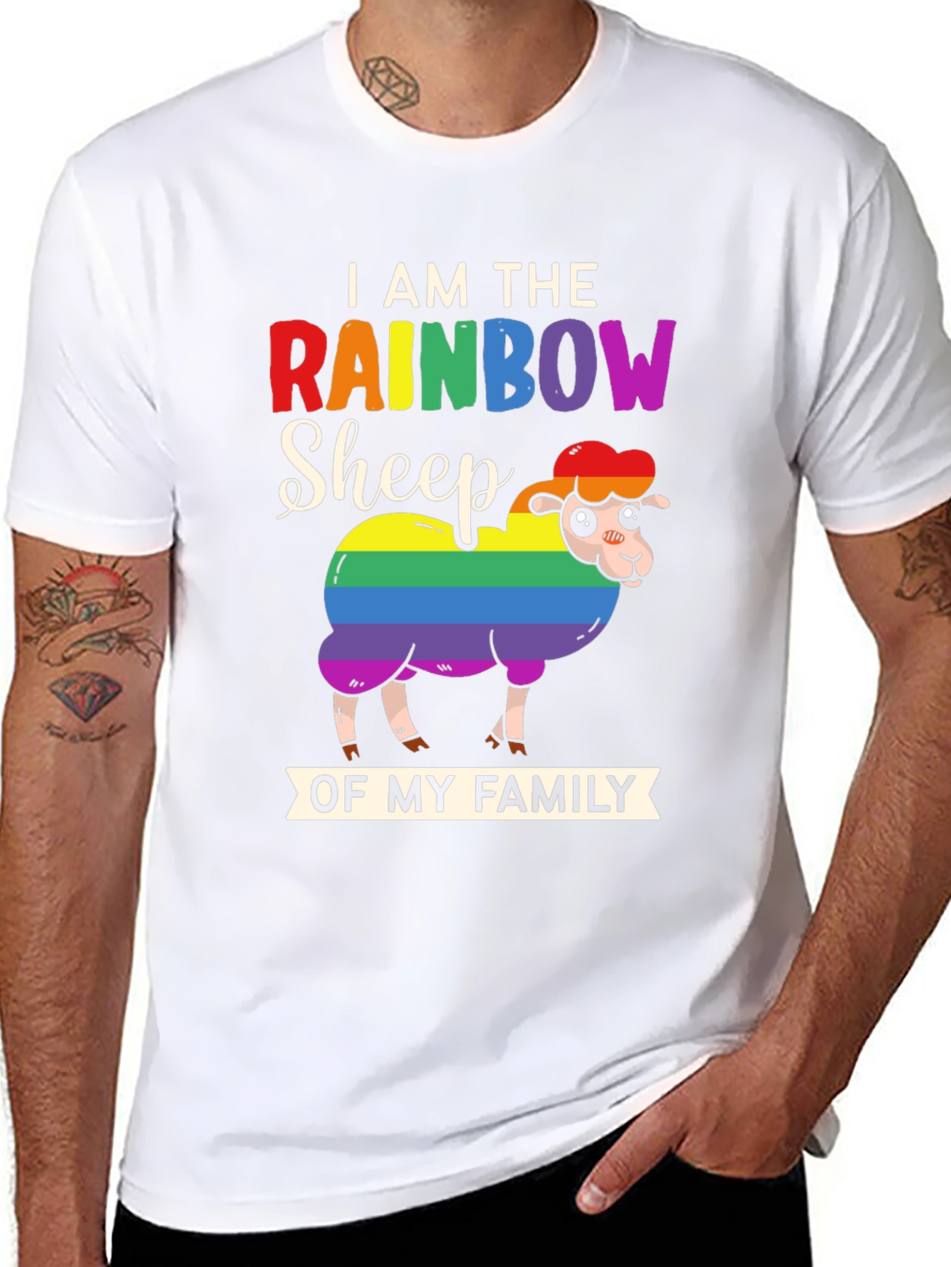 Rainbow Sheep Family T-Shirt LGBTQ Pride