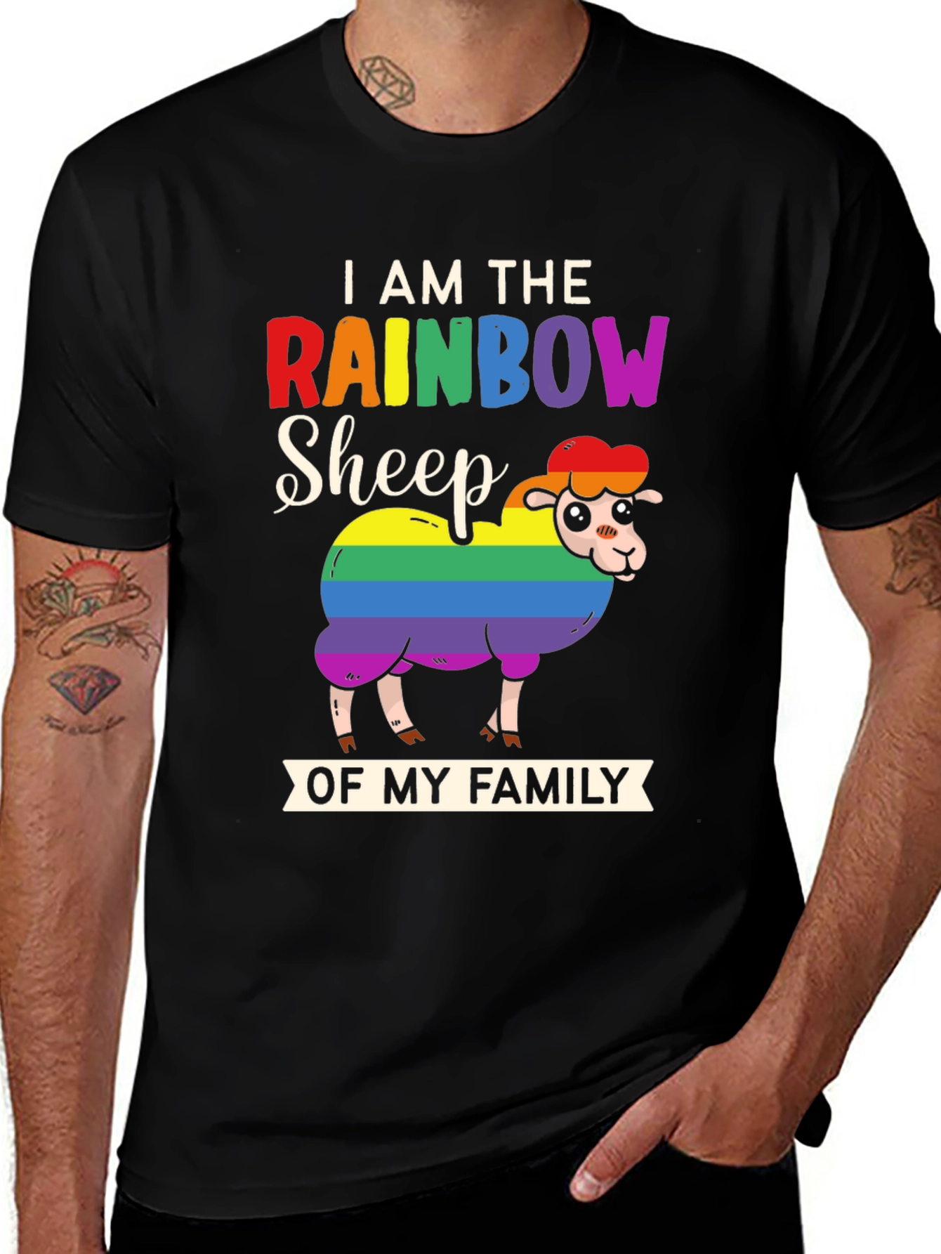 Rainbow Sheep Family T-Shirt LGBTQ Pride