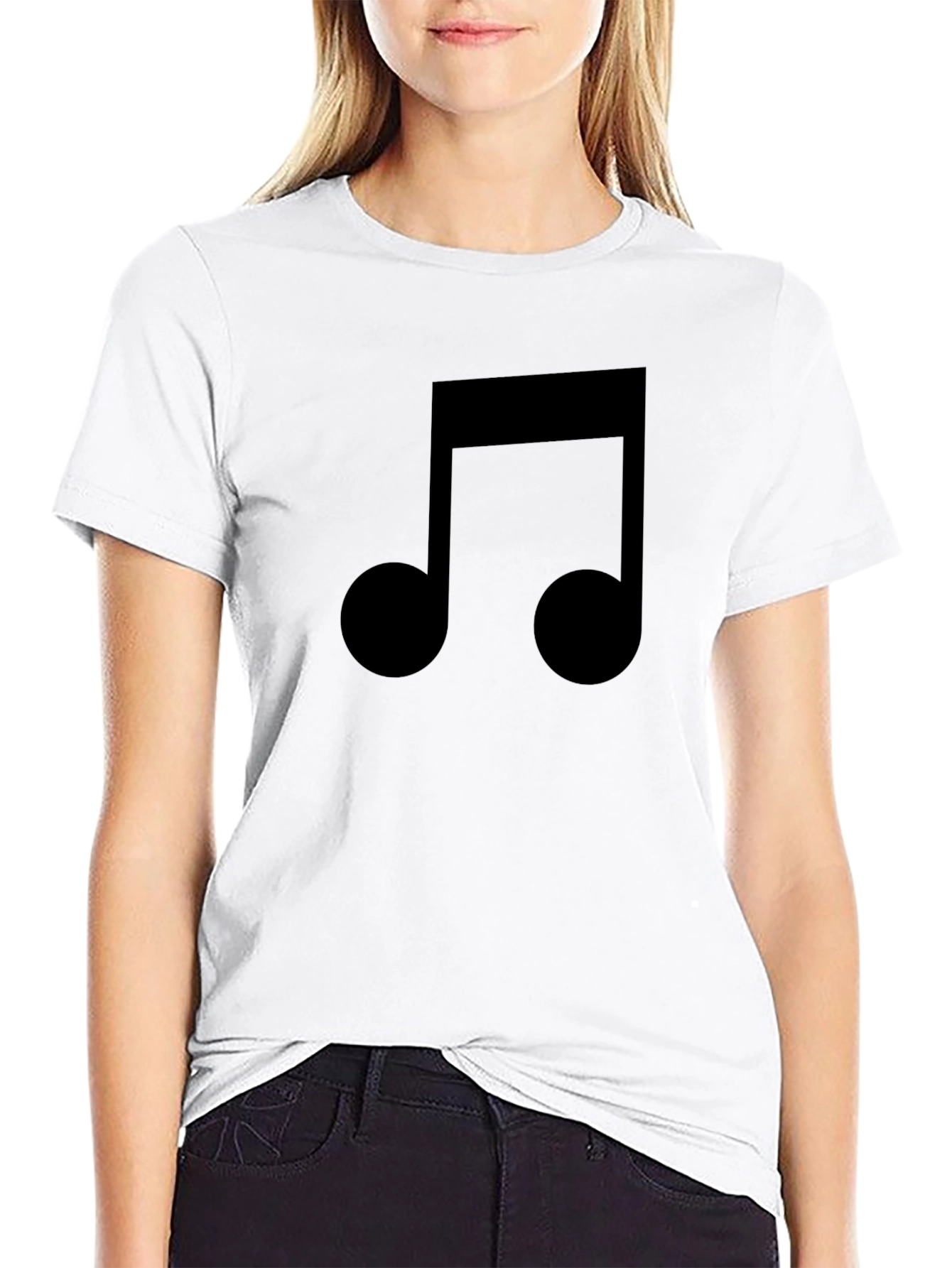 Musical Note Graphic Tee - Black Casual Cotton T-Shirt