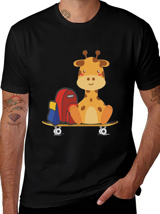 Giraffe Skateboard T-Shirt - Cool Graphic Tee
