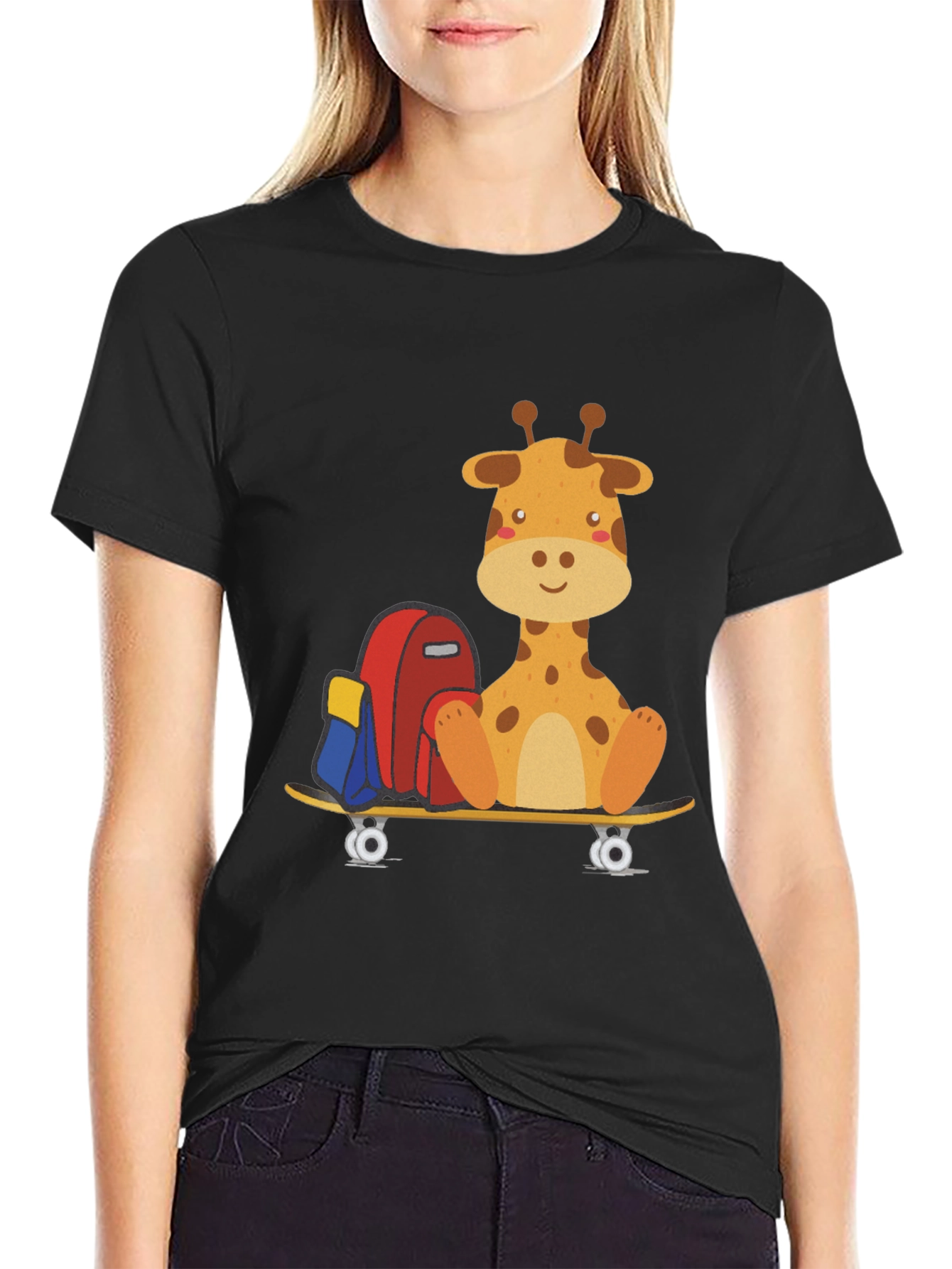 Giraffe Skateboard T-Shirt - Cool Graphic Tee