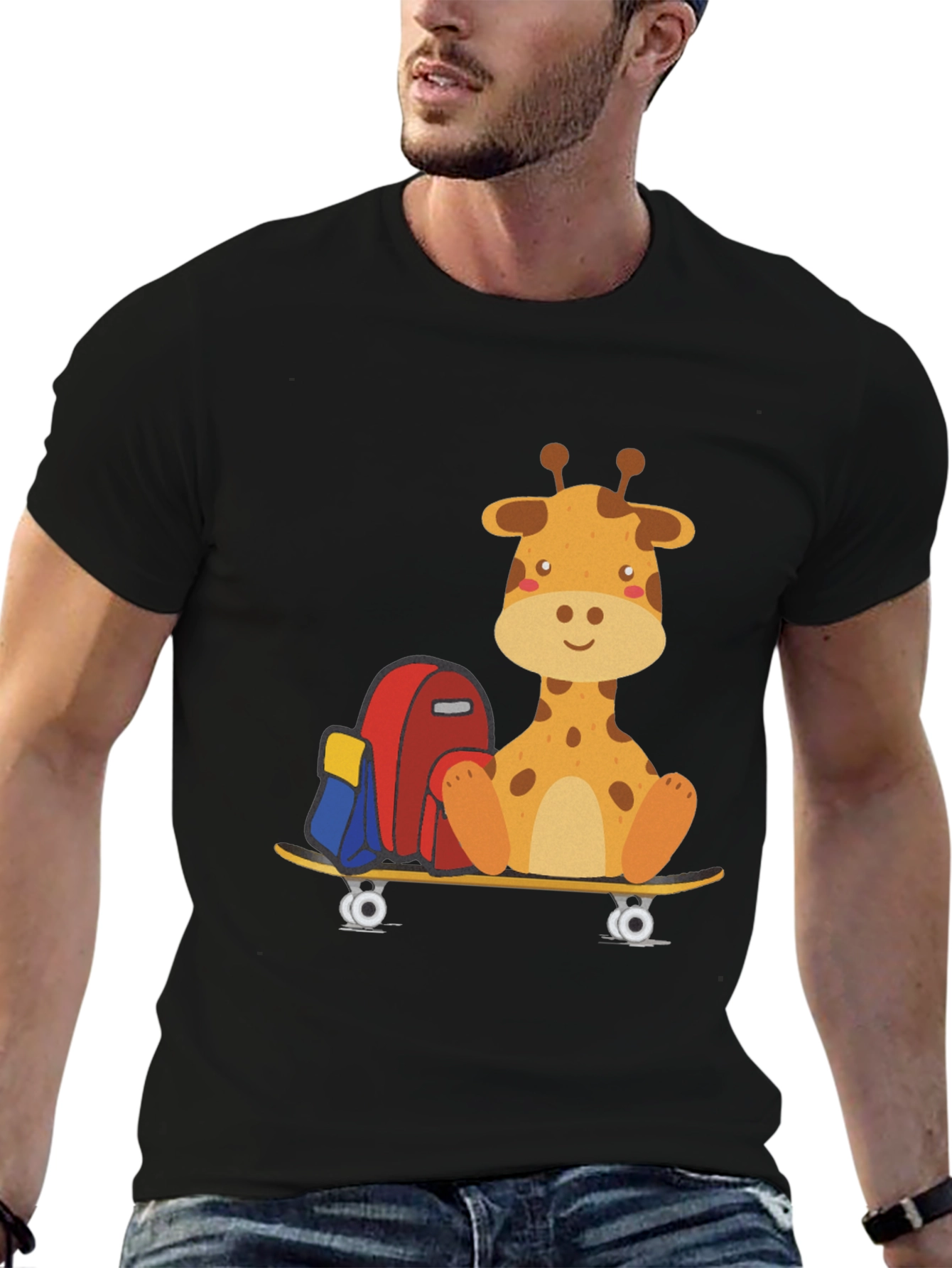 Giraffe Skateboard T-Shirt - Cool Graphic Tee