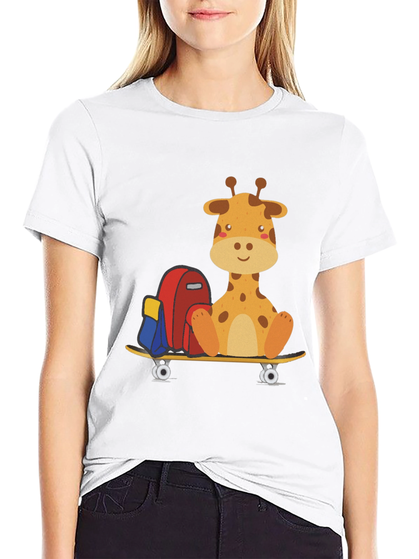 Giraffe Skateboard T-Shirt - Cool Graphic Tee