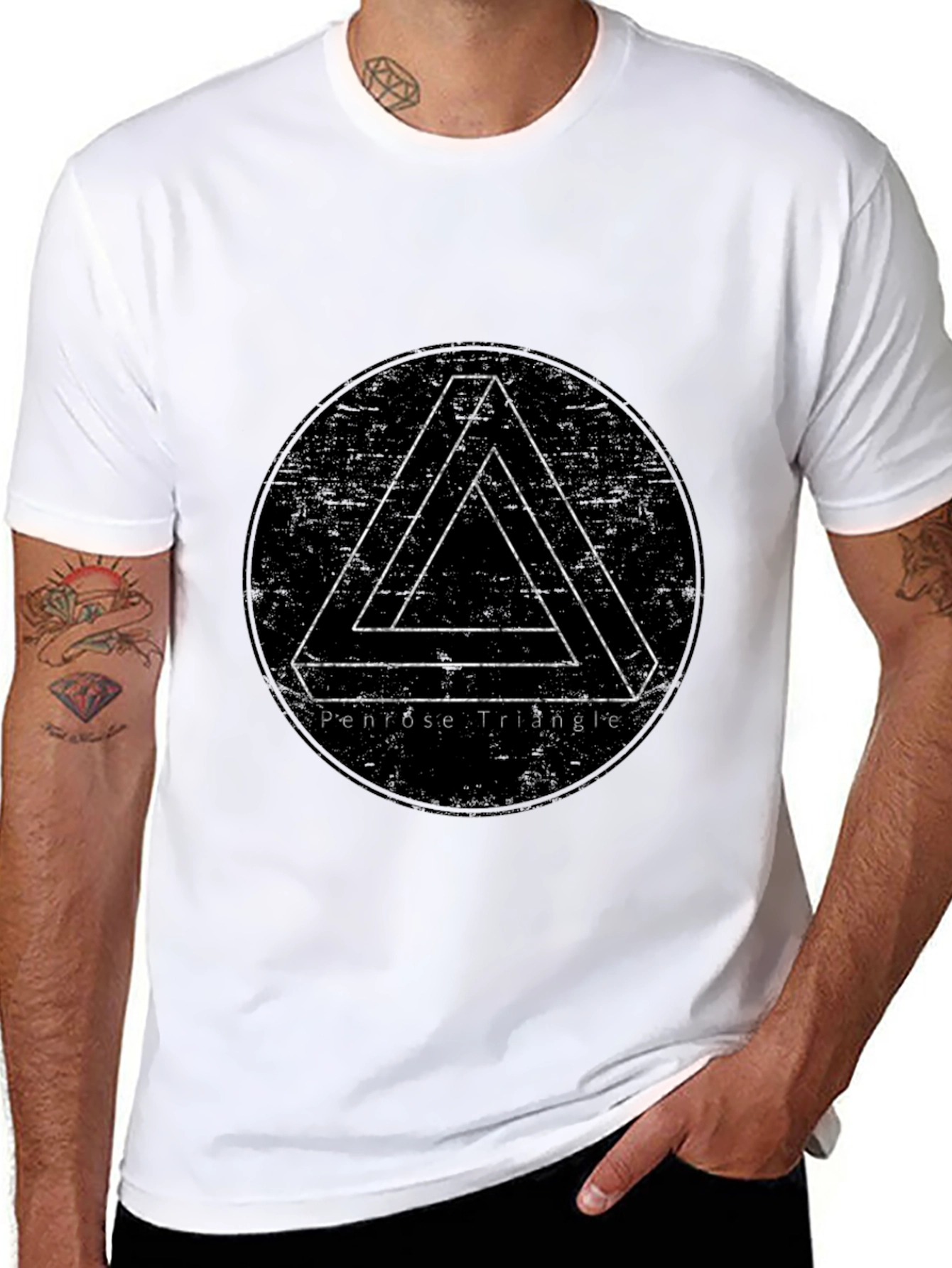 Penrose Triangle Illusion T-Shirt - Black