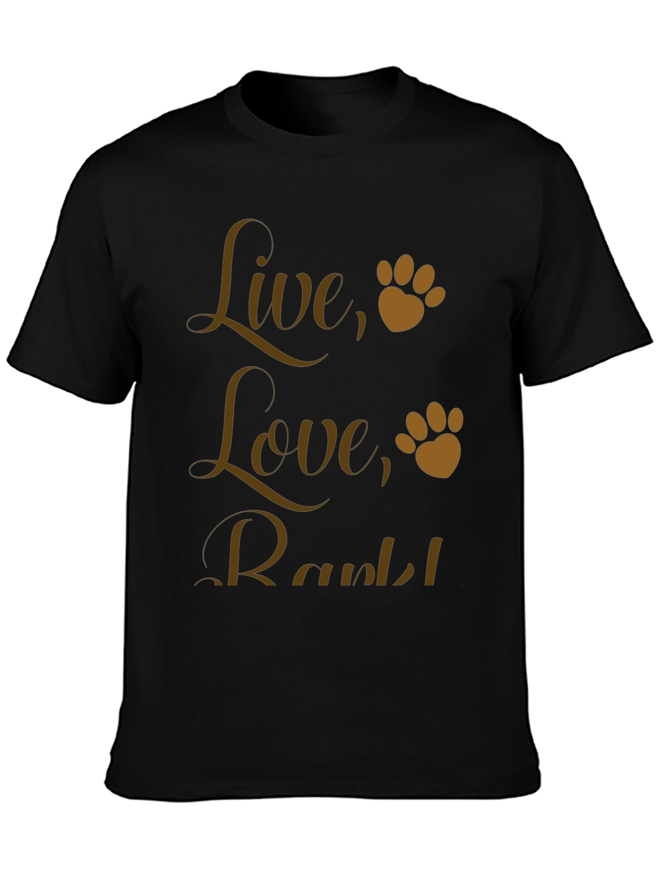 Live Love Bark! Dog Paw Print Graphic T-Shirt