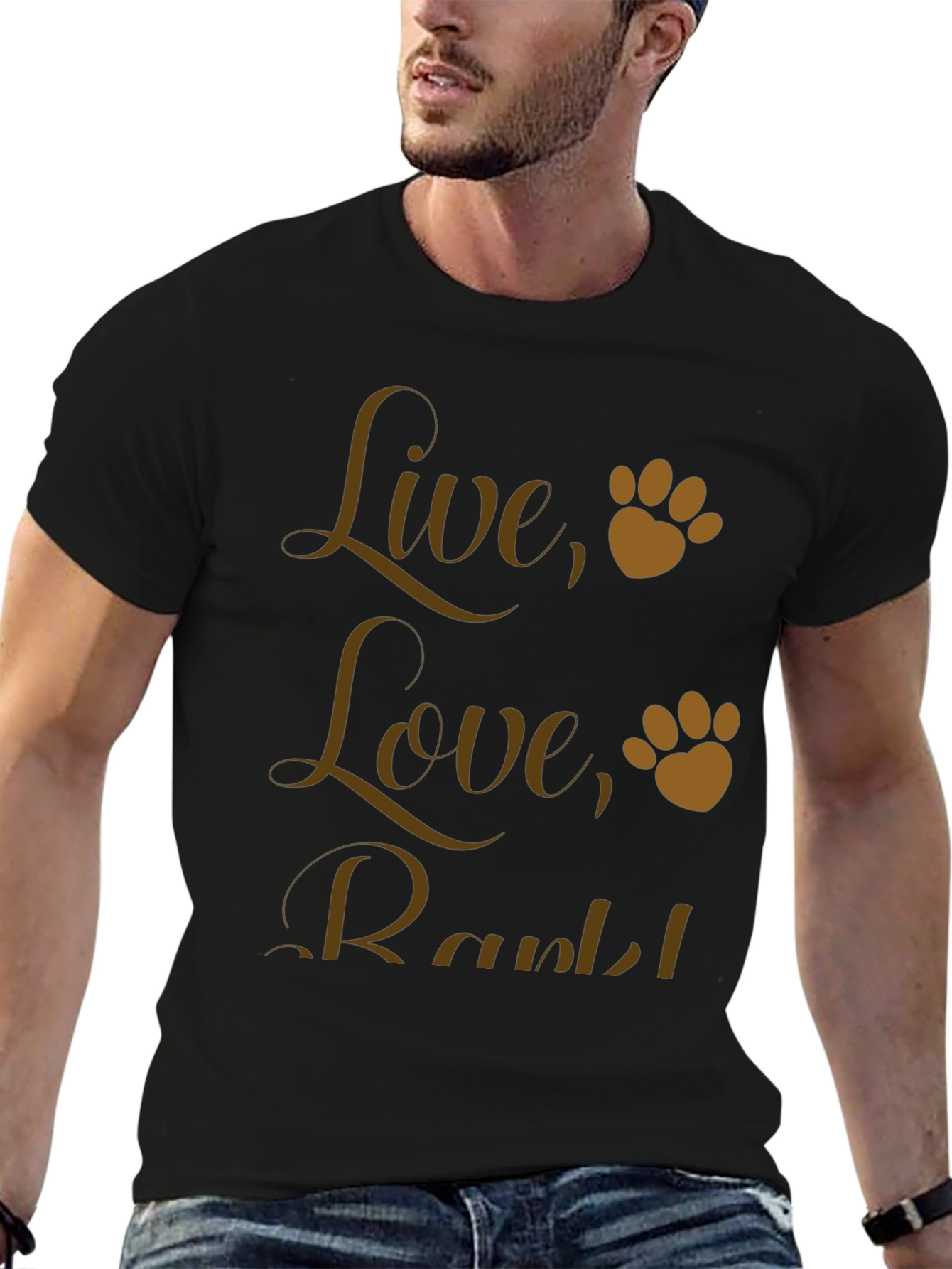 Live Love Bark! Dog Paw Print Graphic T-Shirt