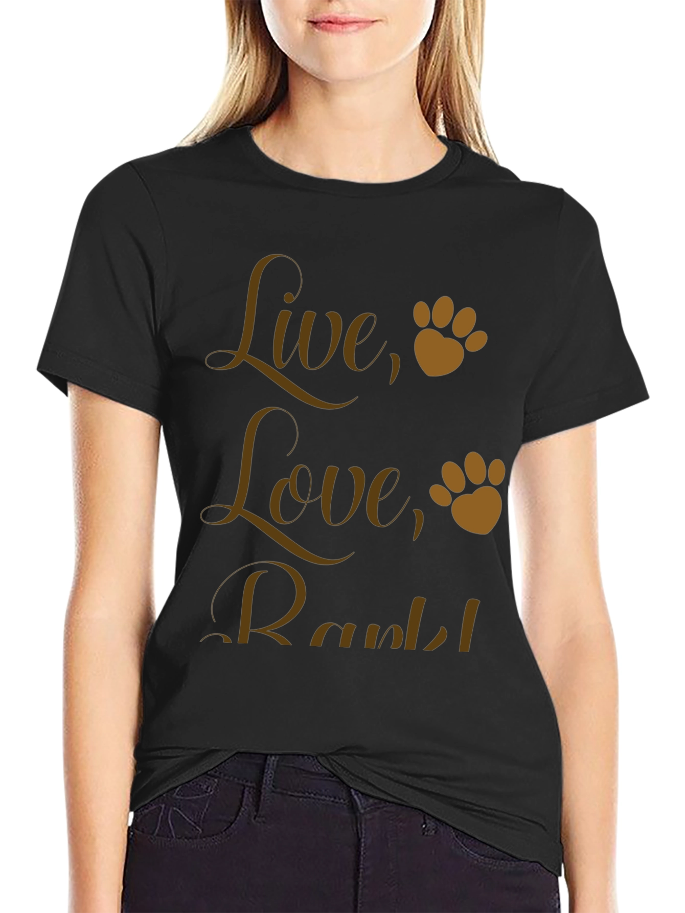 Live Love Bark! Dog Paw Print Graphic T-Shirt