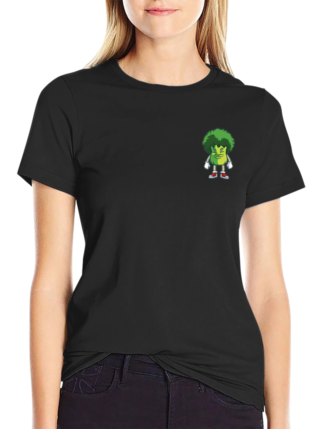 Broccoli Character Graphic Tee - Black