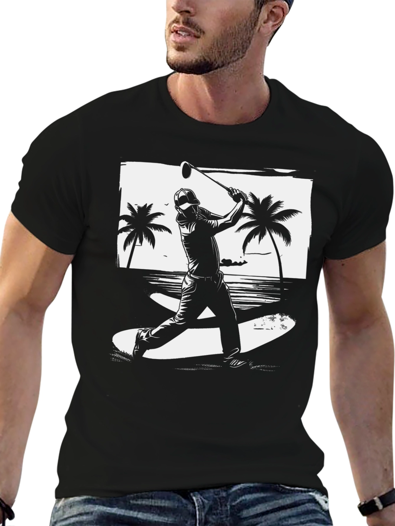 Beach Golf T-Shirt - Graphic Tee for Golfers