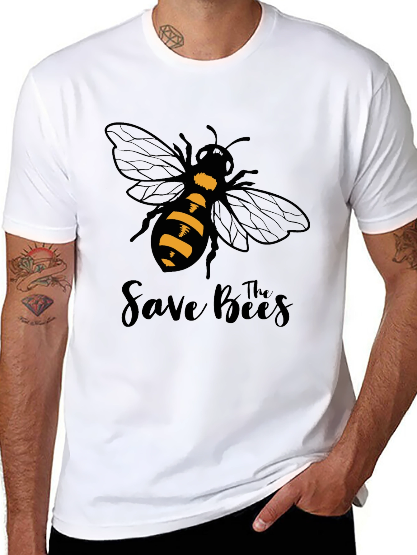 Save the Bees Graphic T-Shirt - Black Cotton Tee