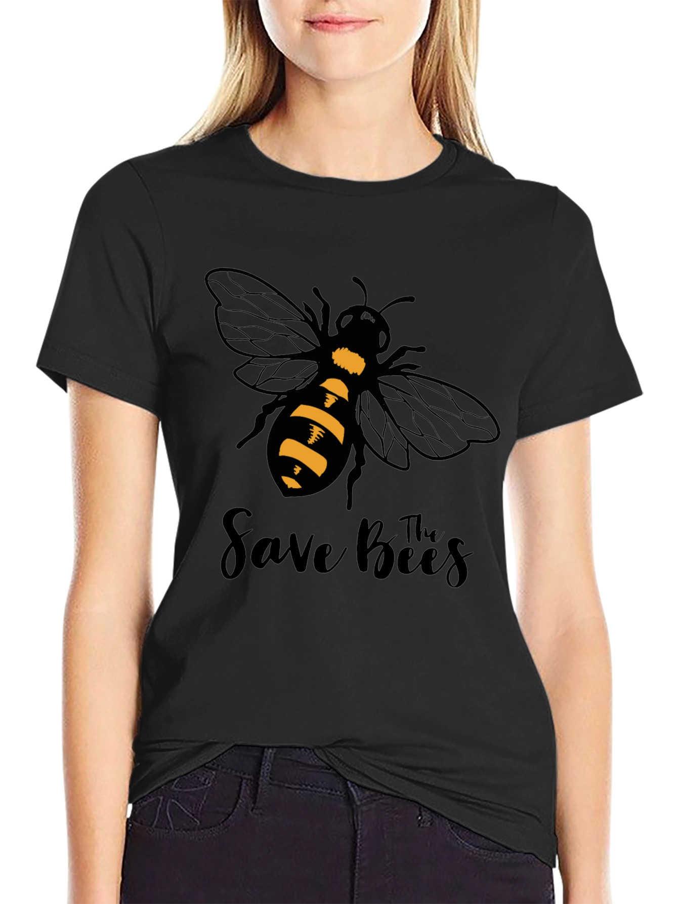 Save the Bees Graphic T-Shirt - Black Cotton Tee
