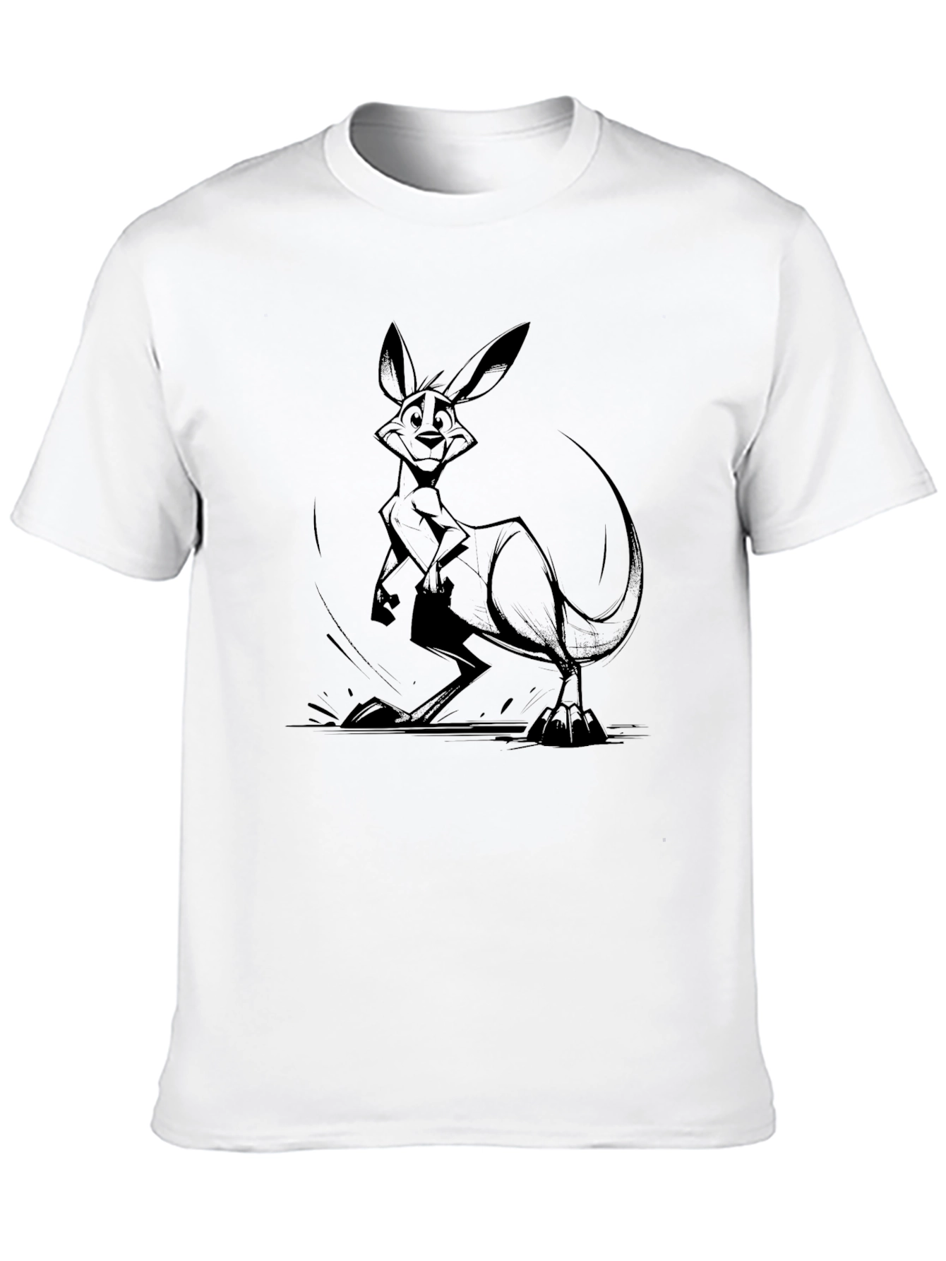 Kangaroo Graphic Tee - Black Cotton T-Shirt