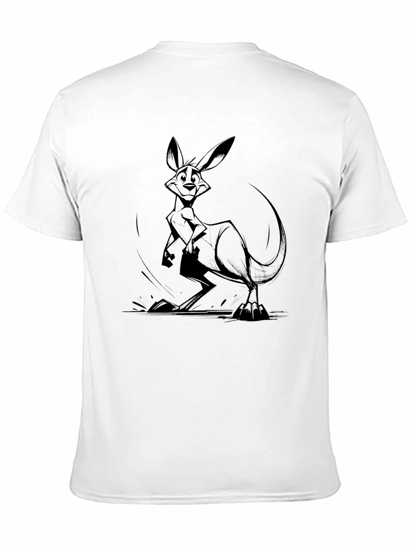 Kangaroo Graphic Tee - Black Cotton T-Shirt