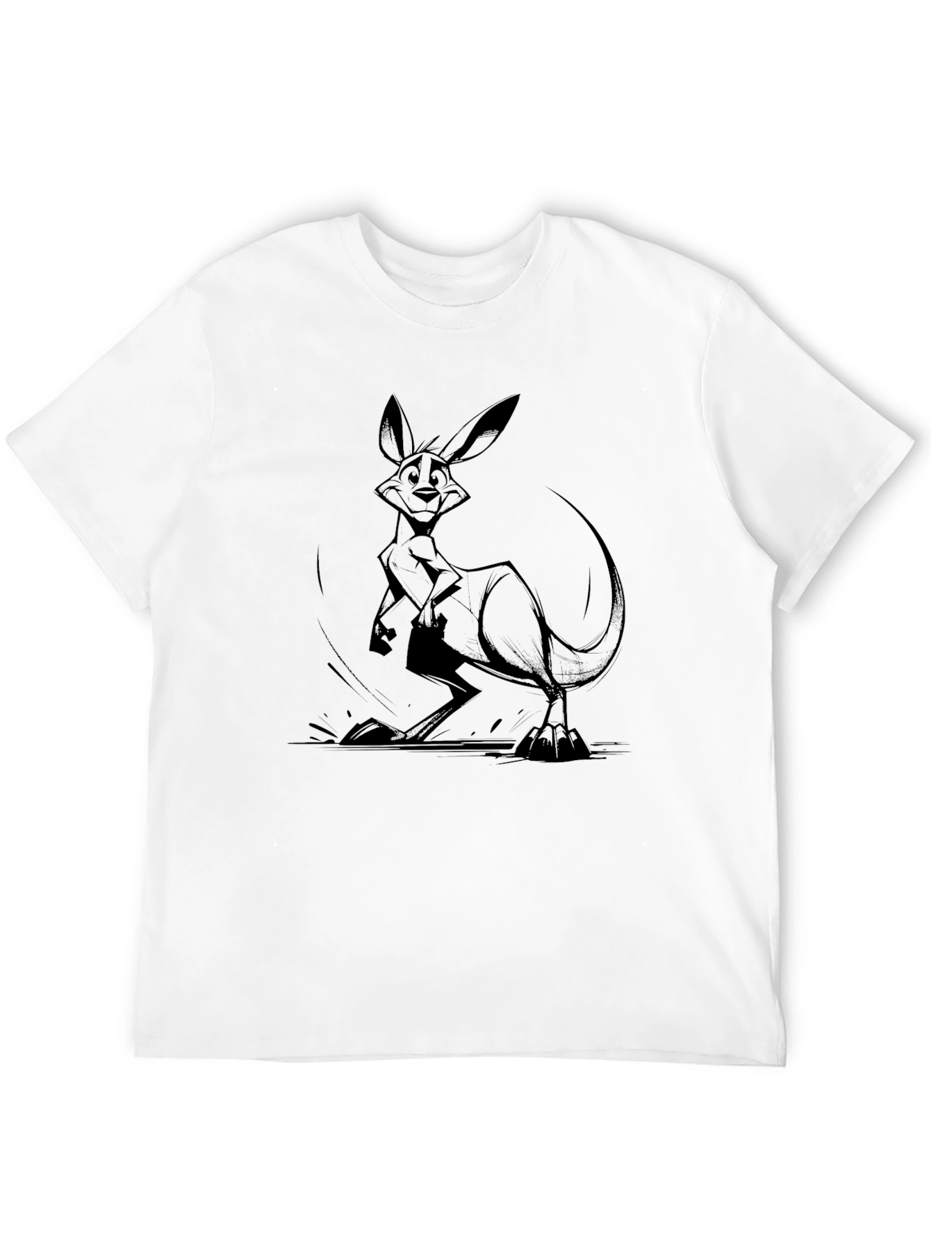 Kangaroo Graphic Tee - Black Cotton T-Shirt