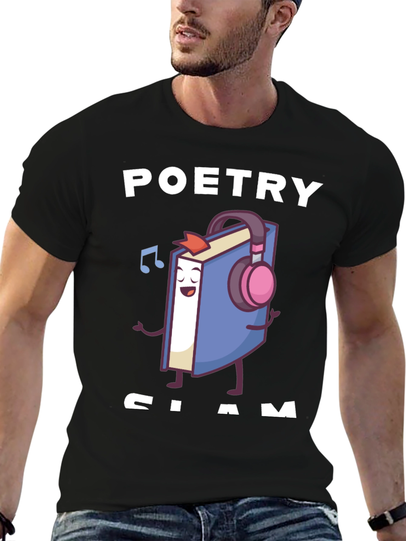 Poetry Slam T-Shirt - Book with Headphones Graphic Tee