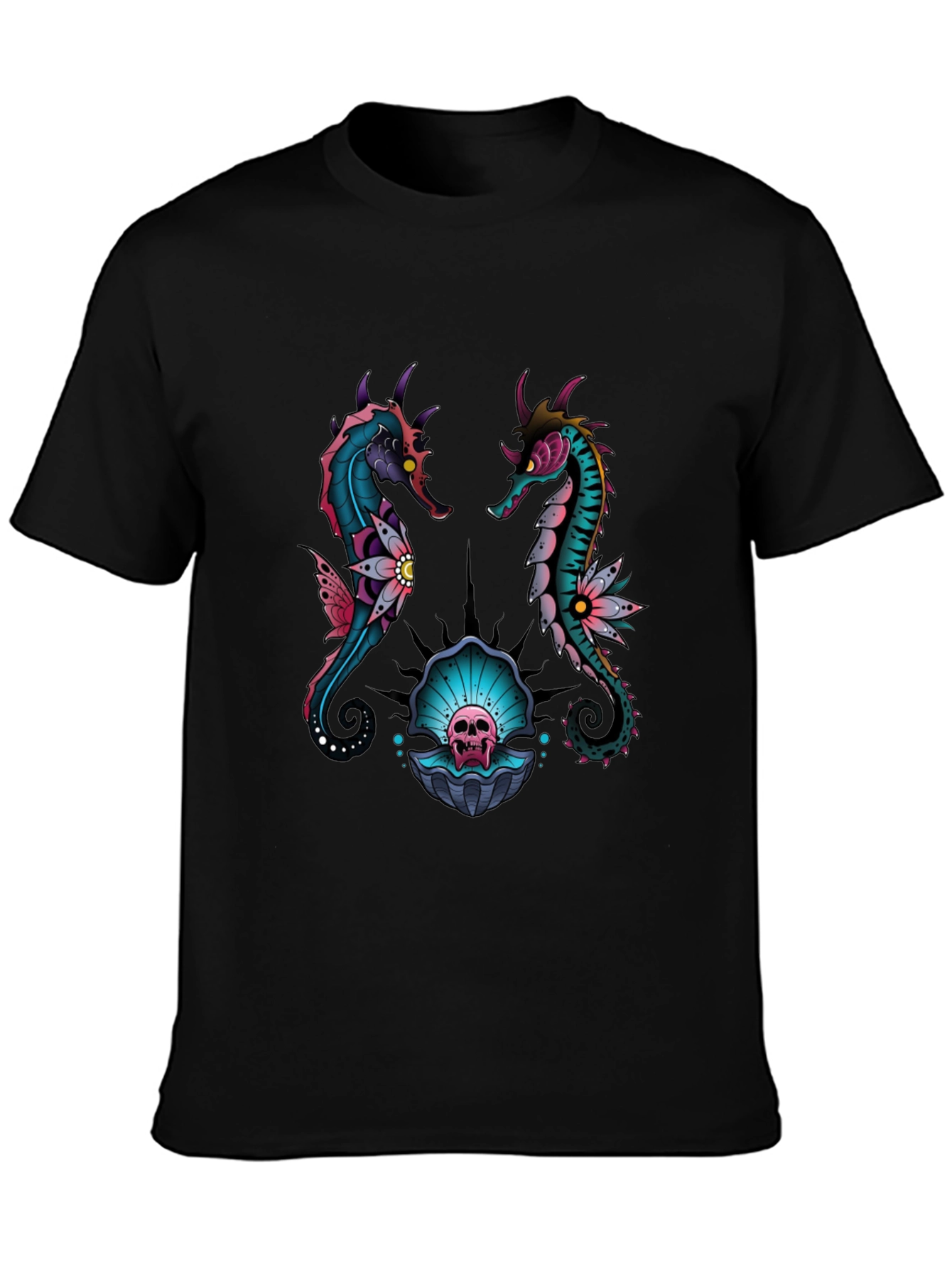 Skull Seahorse Graphic Tee - Unique Design