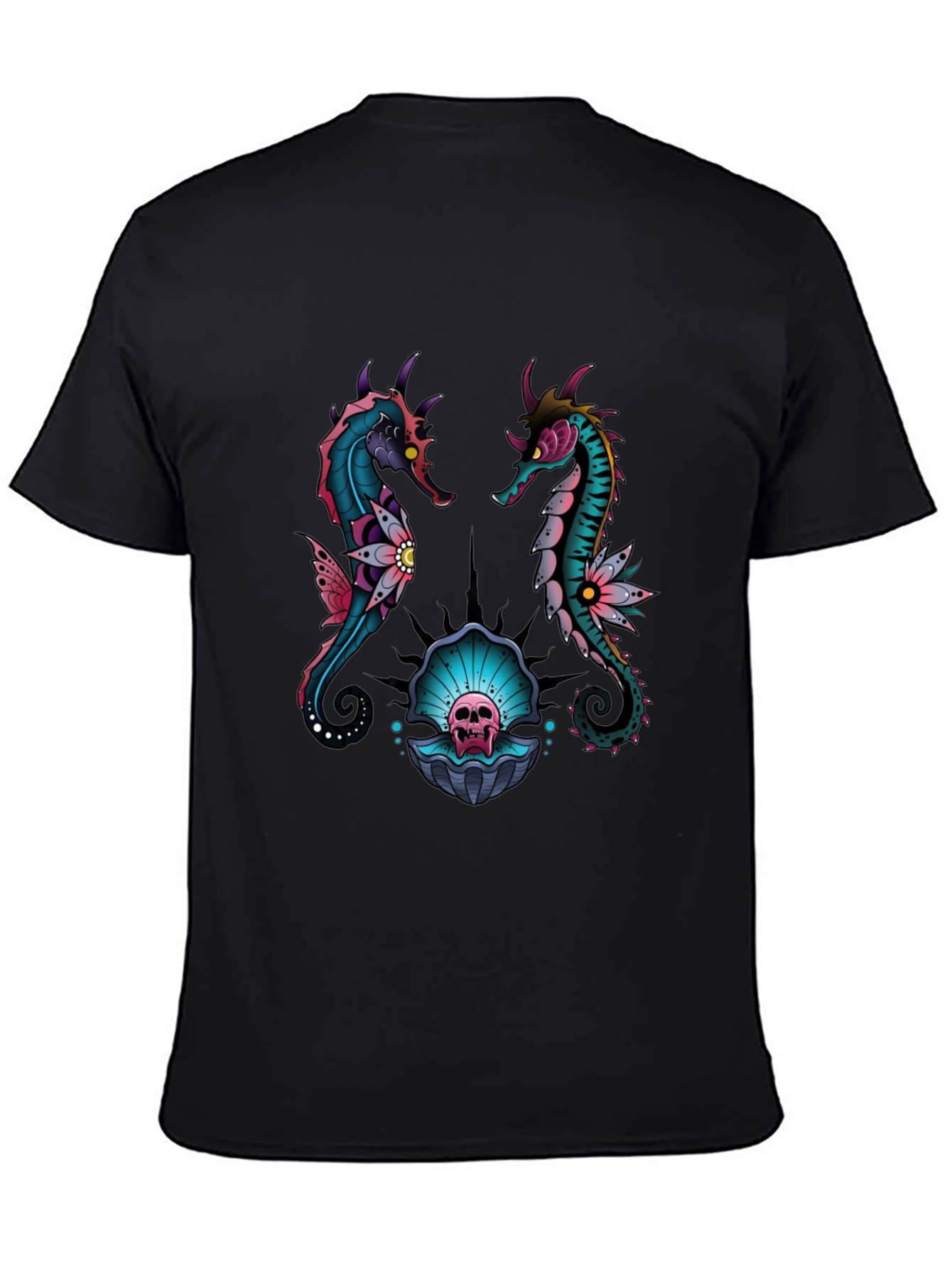 Skull Seahorse Graphic Tee - Unique Design
