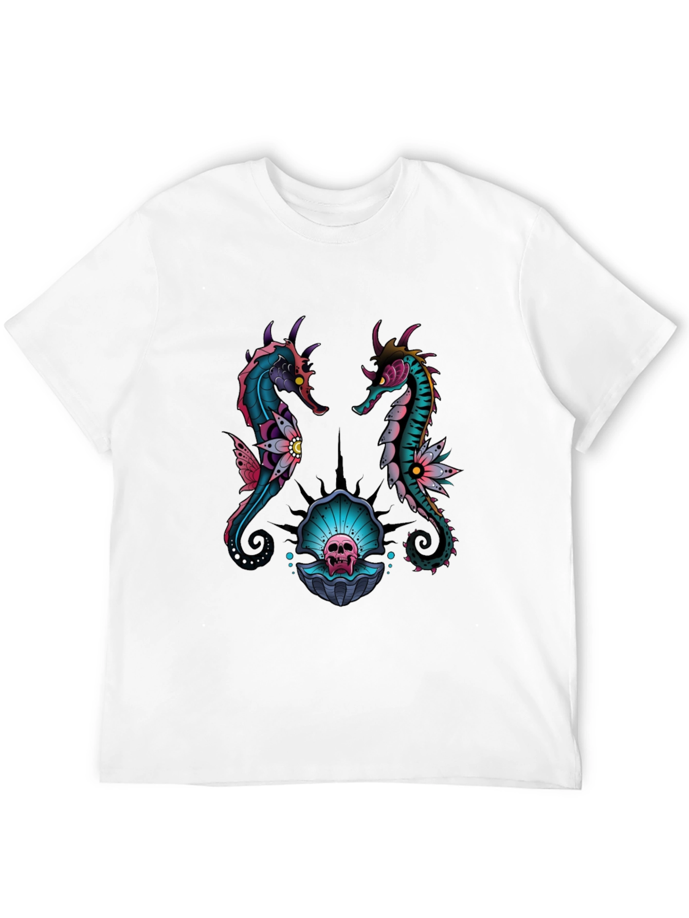 Skull Seahorse Graphic Tee - Unique Design