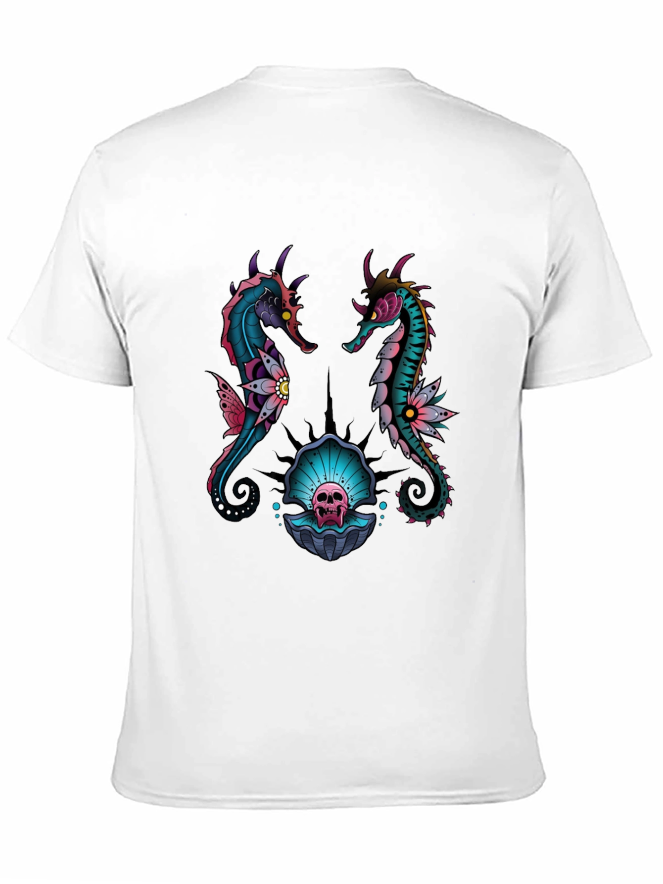 Skull Seahorse Graphic Tee - Unique Design