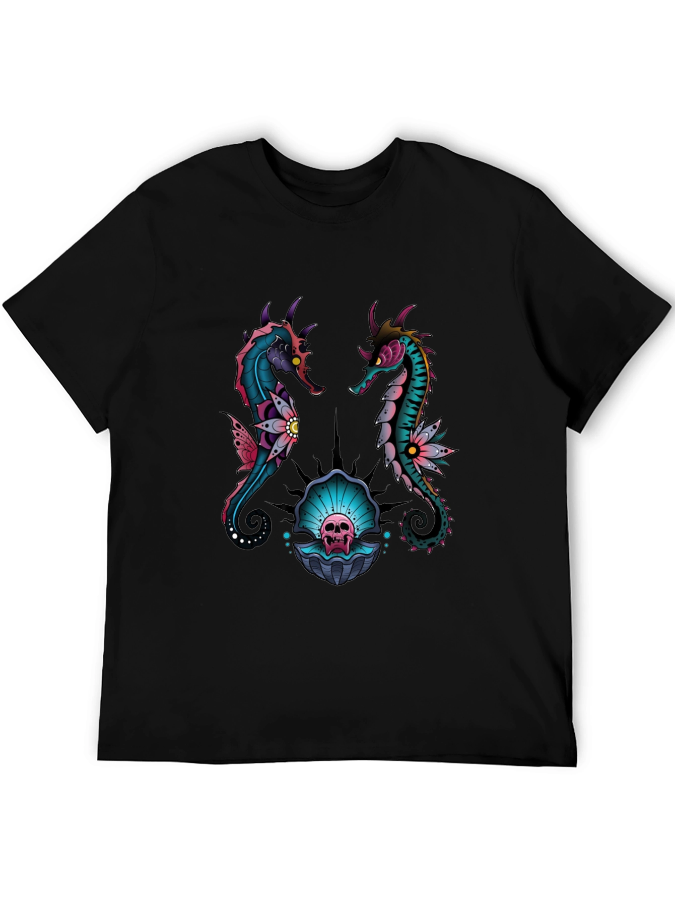 Skull Seahorse Graphic Tee - Unique Design