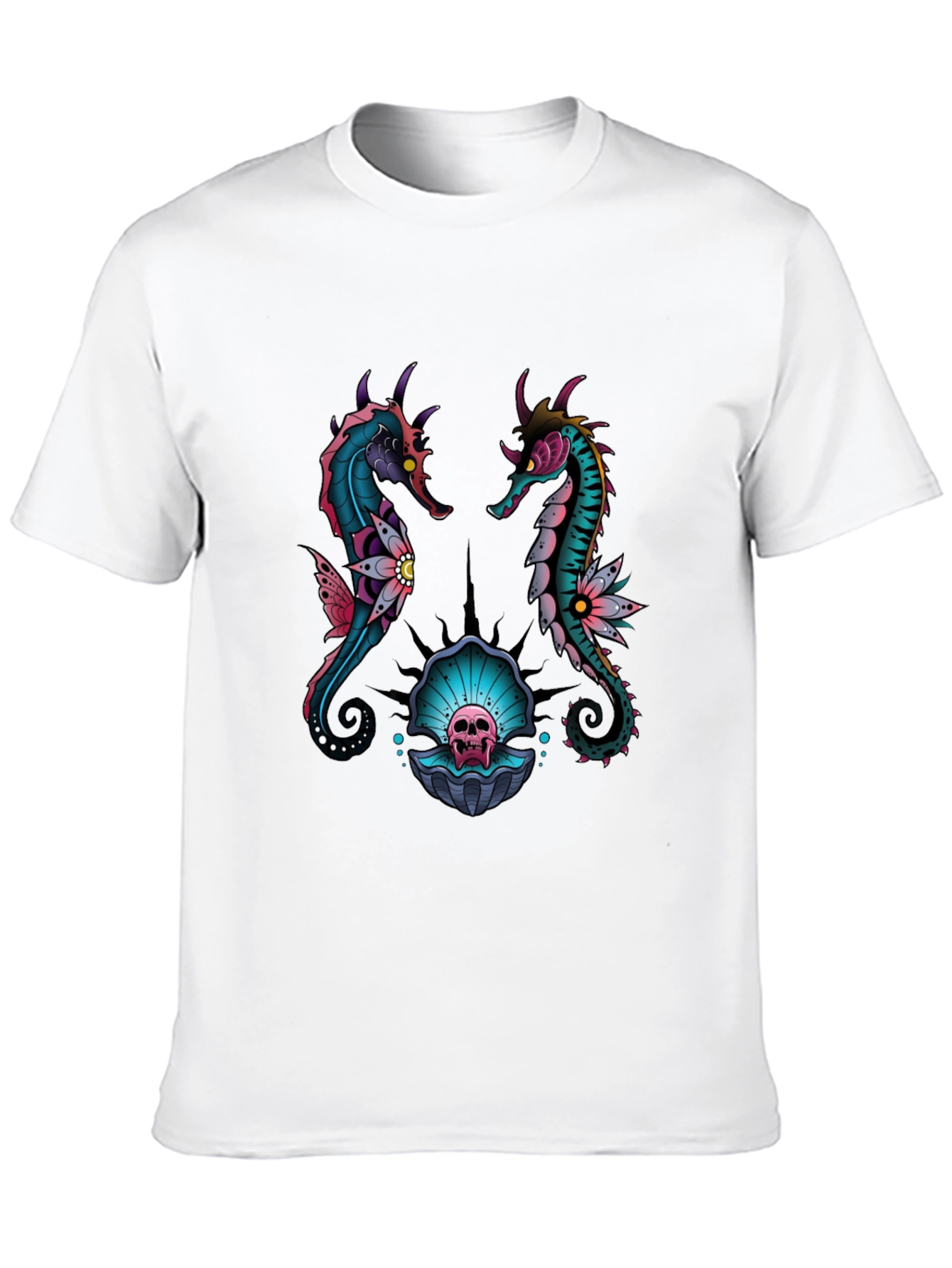 Skull Seahorse Graphic Tee - Unique Design