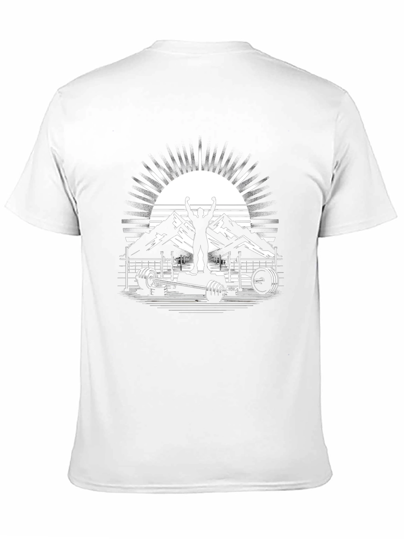 Motivational Gym T-Shirt - Weightlifting & Mountain Design