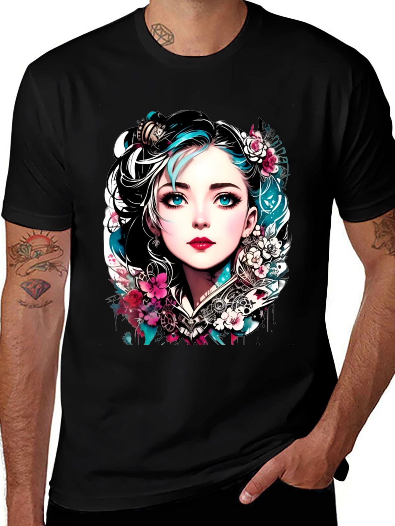 Floral Steampunk Girl Tee