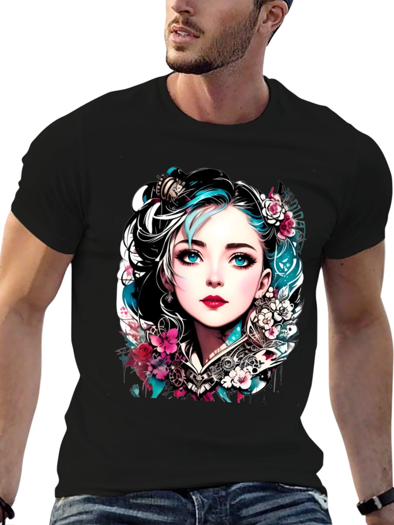 Floral Steampunk Girl Tee