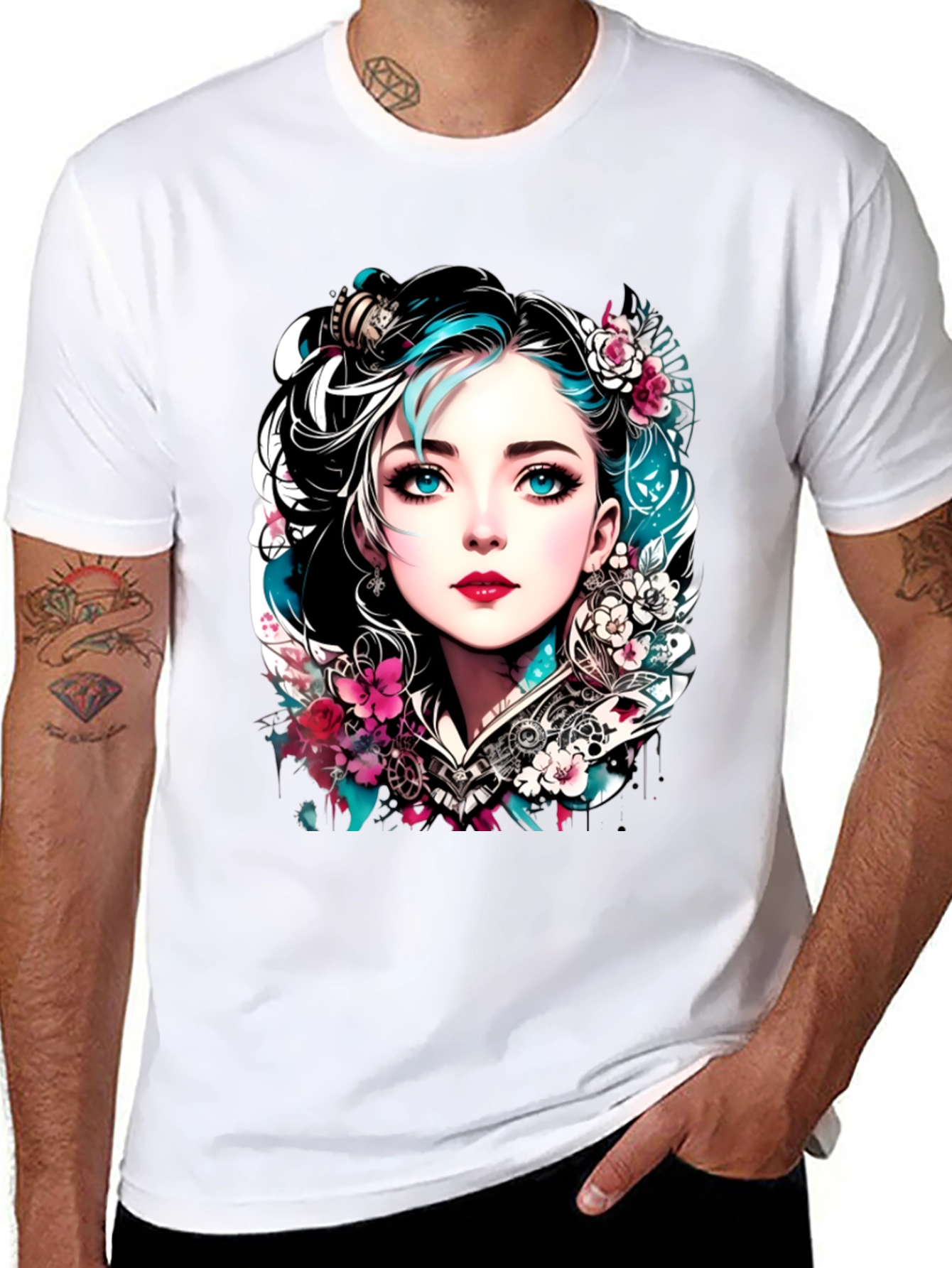 Floral Steampunk Girl Tee