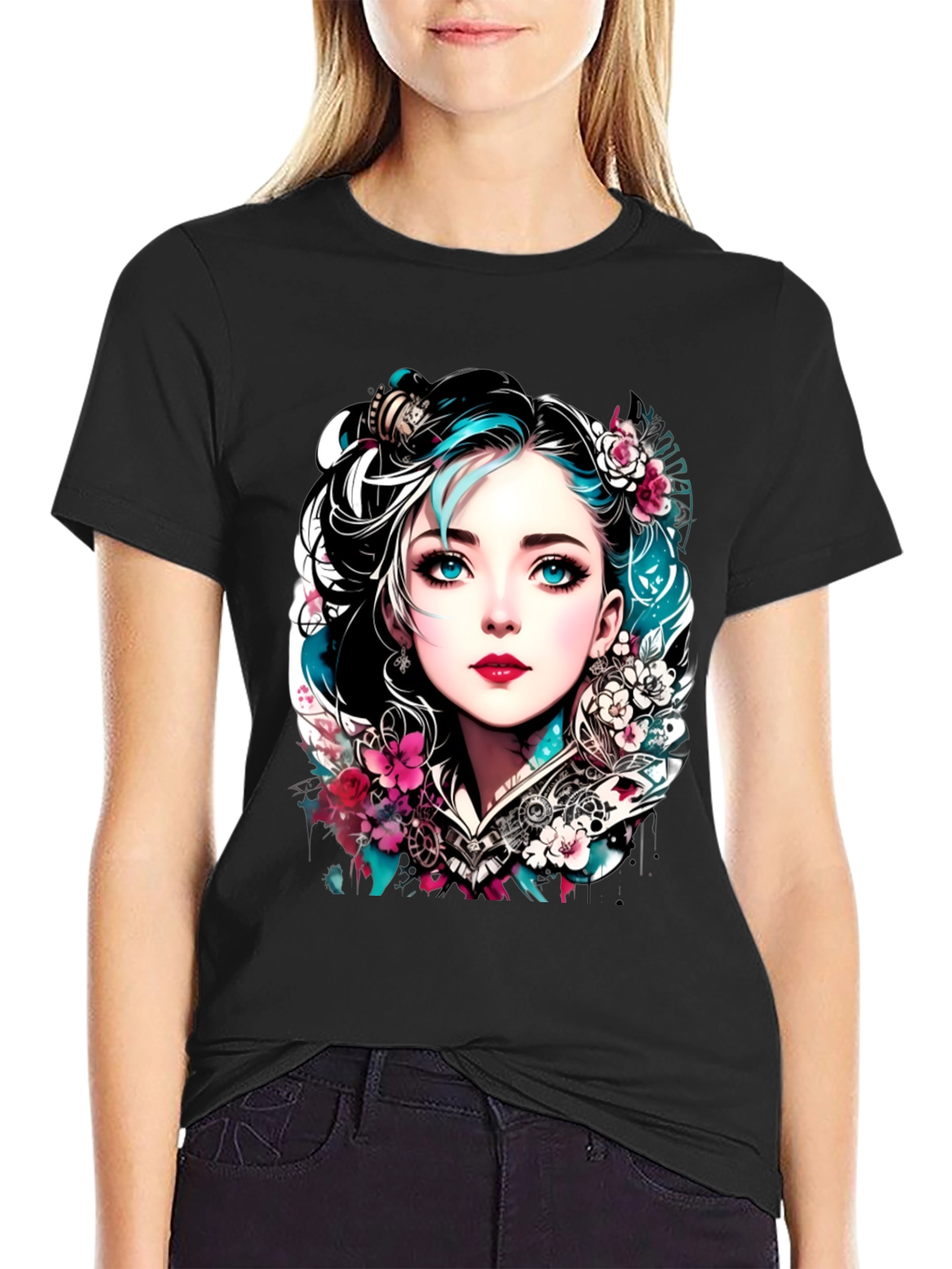 Floral Steampunk Girl Tee