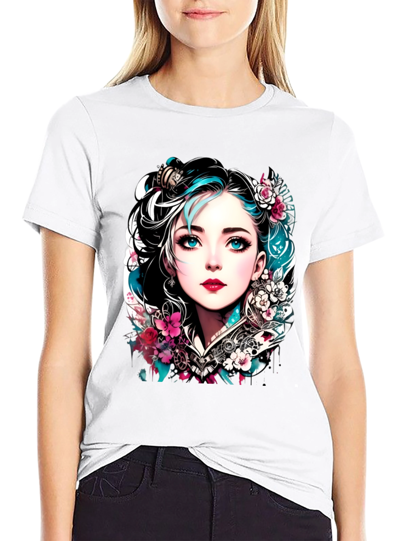 Floral Steampunk Girl Tee
