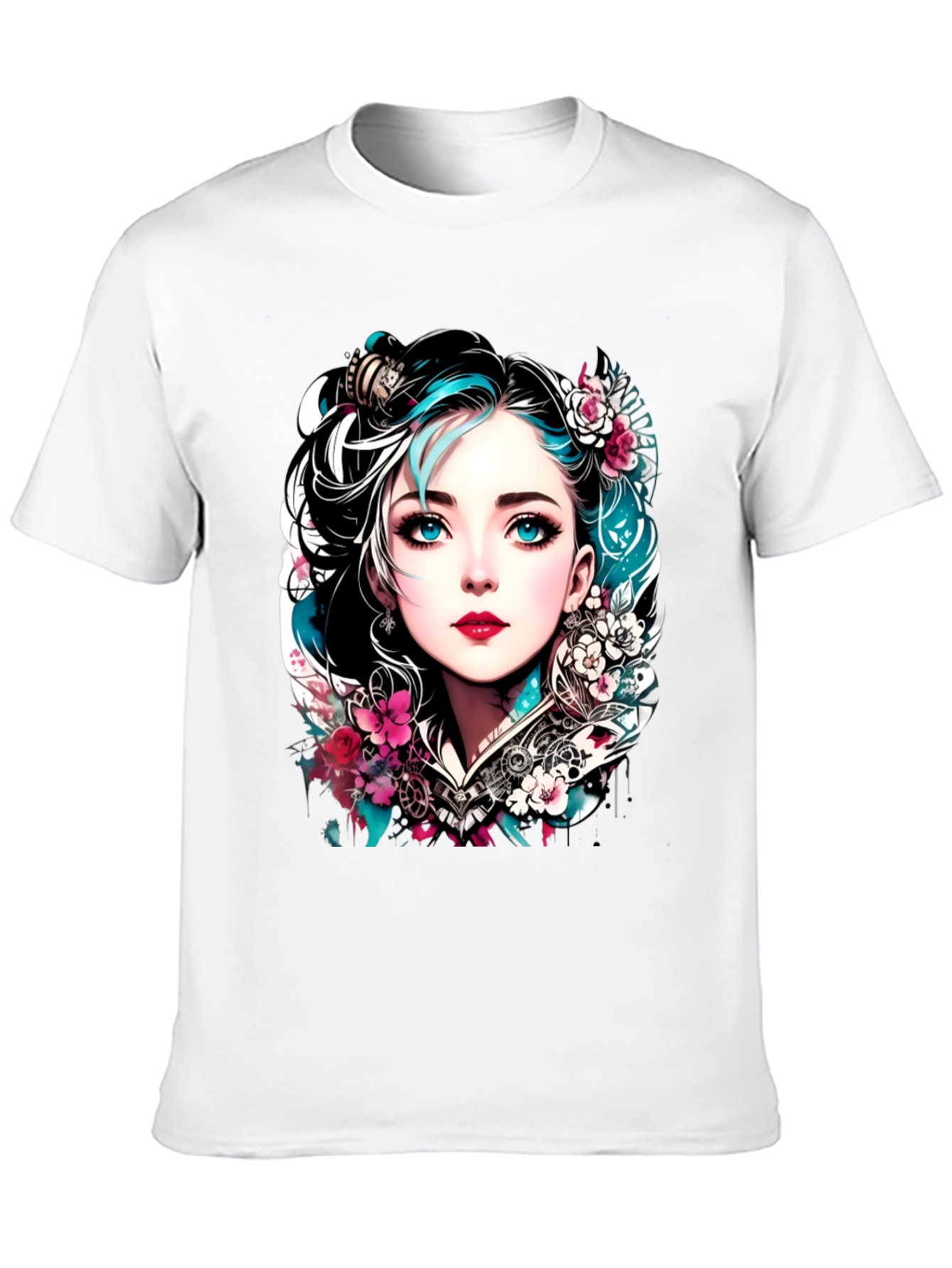 Floral Steampunk Girl Tee