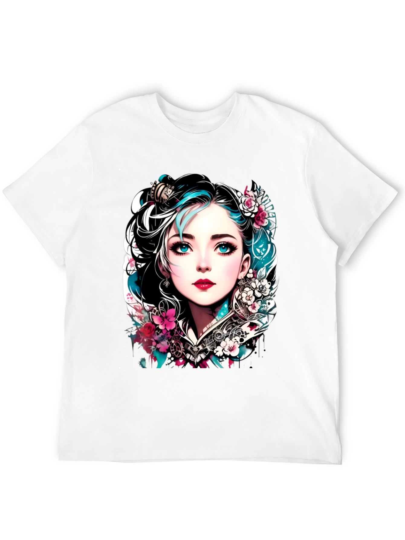 Floral Steampunk Girl Tee
