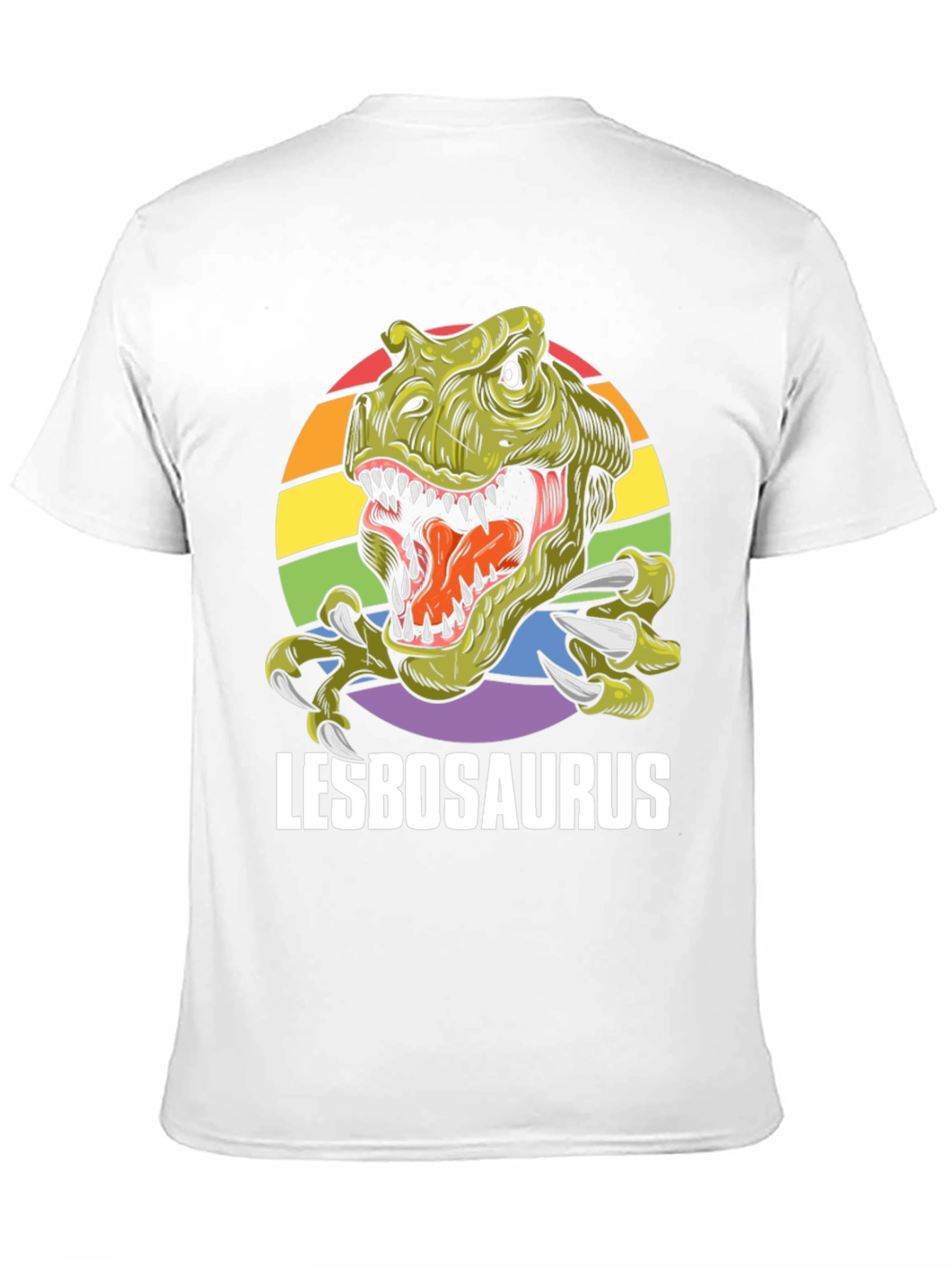 Lesbosaurus T-Shirt - Rainbow Dinosaur Pride Tee