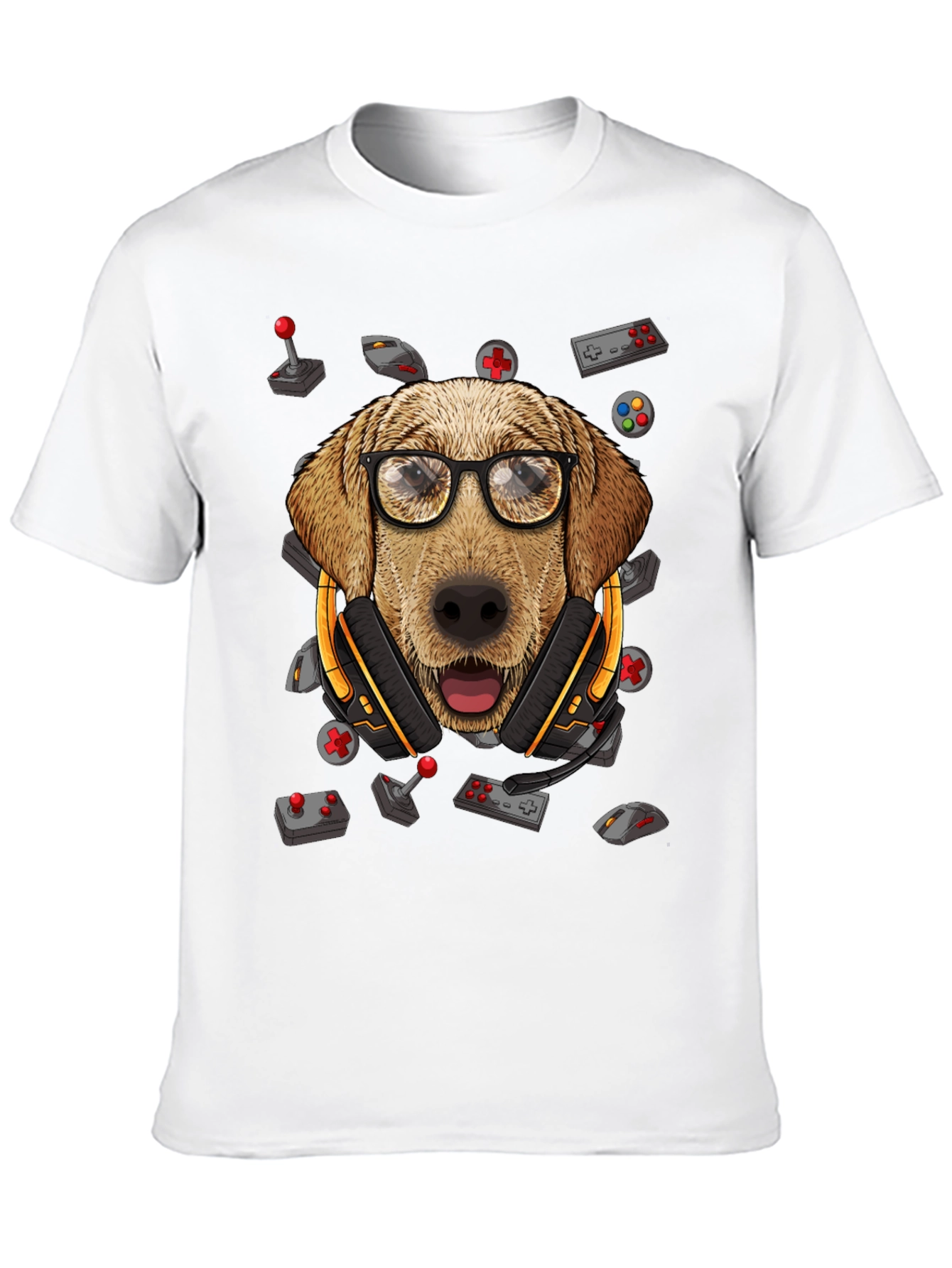 Gamer Dog T-Shirt - Golden Retriever Geek Tee