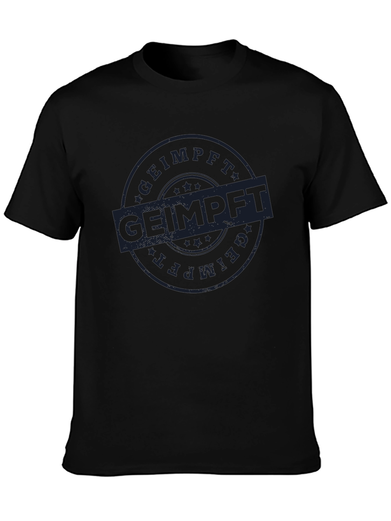 Geimpft T-Shirt - Black Cotton Vaccinated Tee