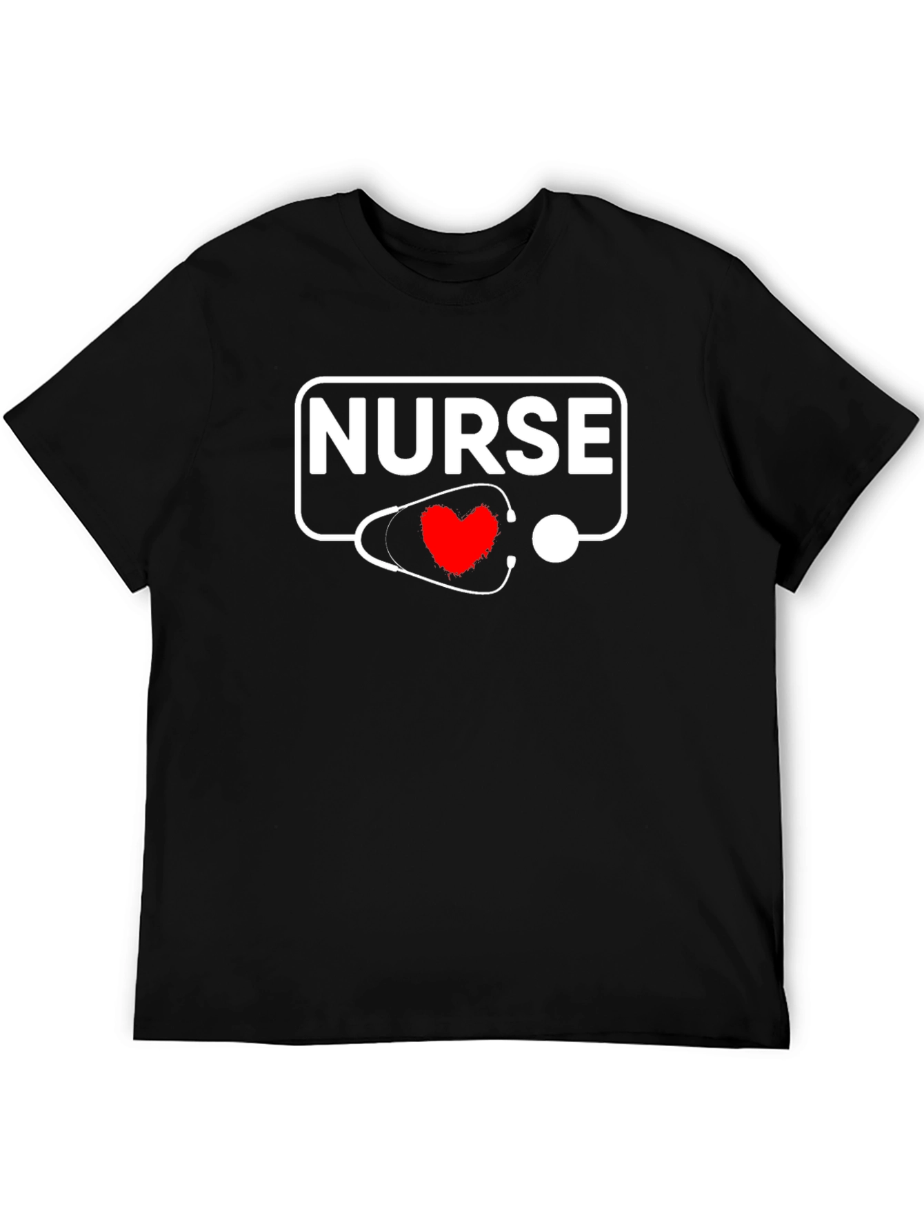 Nurse Stethoscope Heart Black T-Shirt