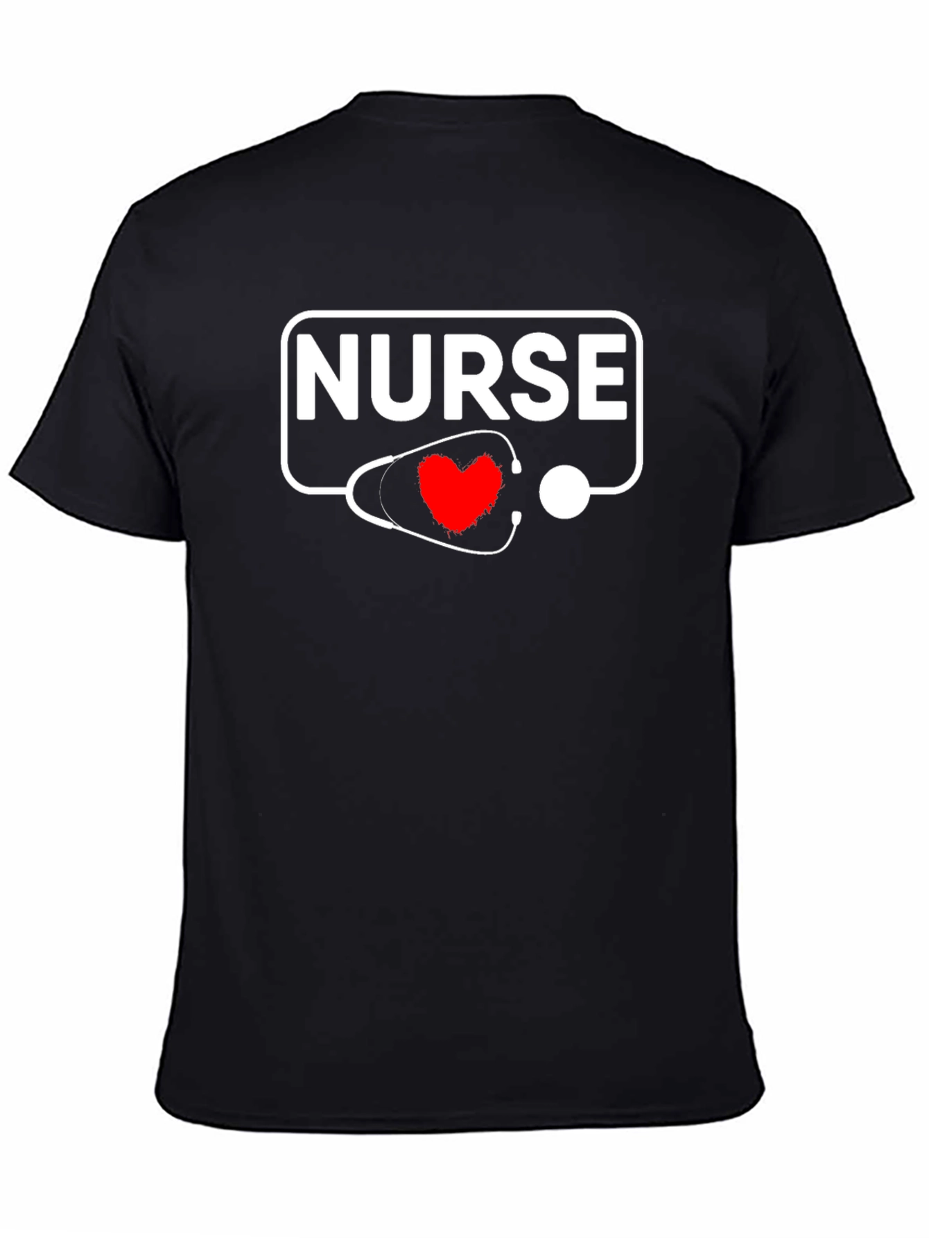 Nurse Stethoscope Heart Black T-Shirt