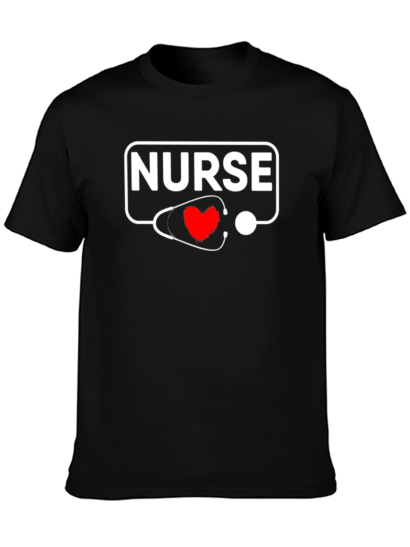 Nurse Stethoscope Heart Black T-Shirt