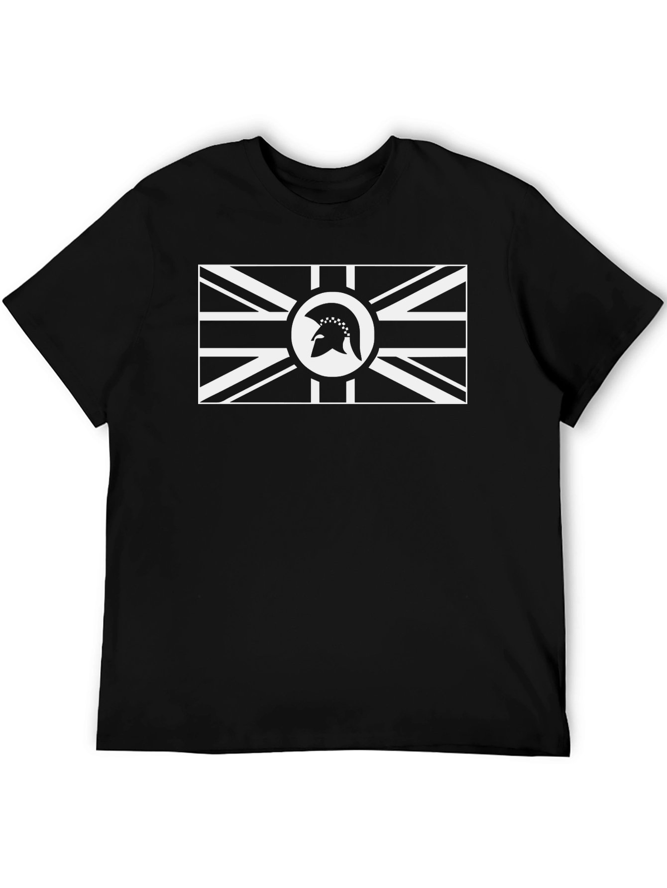 Union Jack Spartan Helmet Graphic T-Shirt - Black