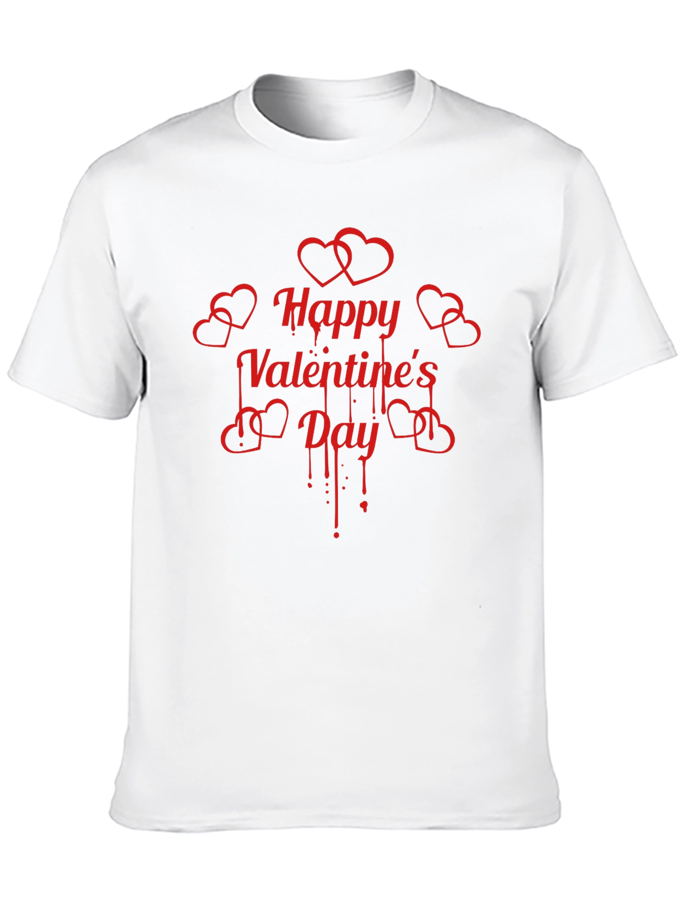 Happy Valentines Day Red Heart Drip Black T-Shirt