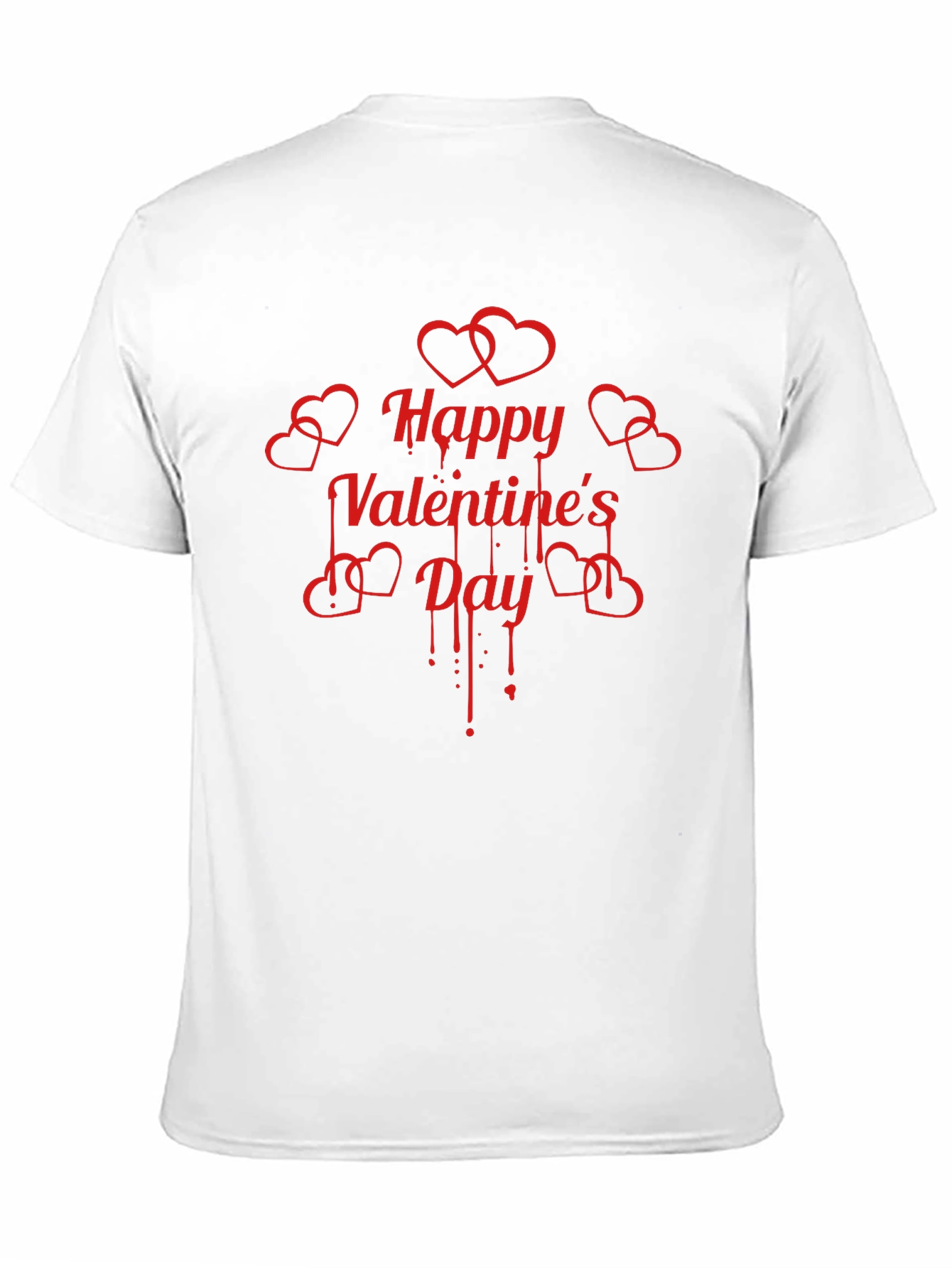 Happy Valentines Day Red Heart Drip Black T-Shirt