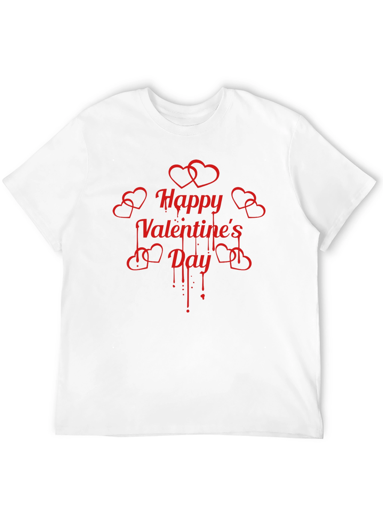 Happy Valentines Day Red Heart Drip Black T-Shirt