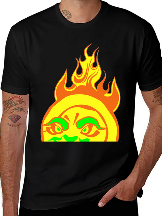 Fiery Sun Graphic Tee - Bold Black T-Shirt
